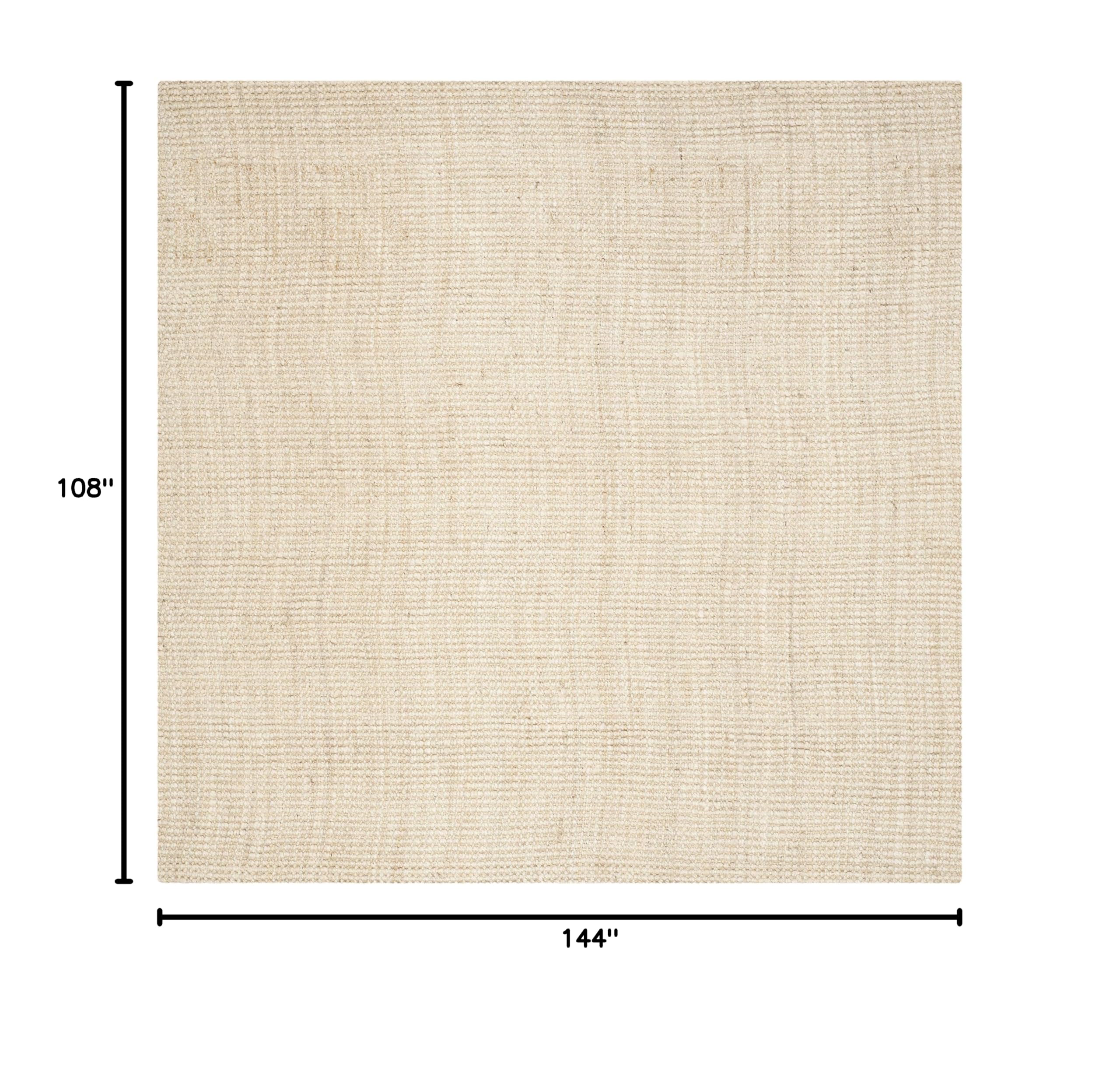 SAFAVIEH Handmade Natural Jute Area Rug 9' x 12' - Farmhouse Ivory Braided Floor Mat for High Traffic Living Room, Bedroom, Dining Room | Durable & Eco-Friendly Home Decor (NF730A)
