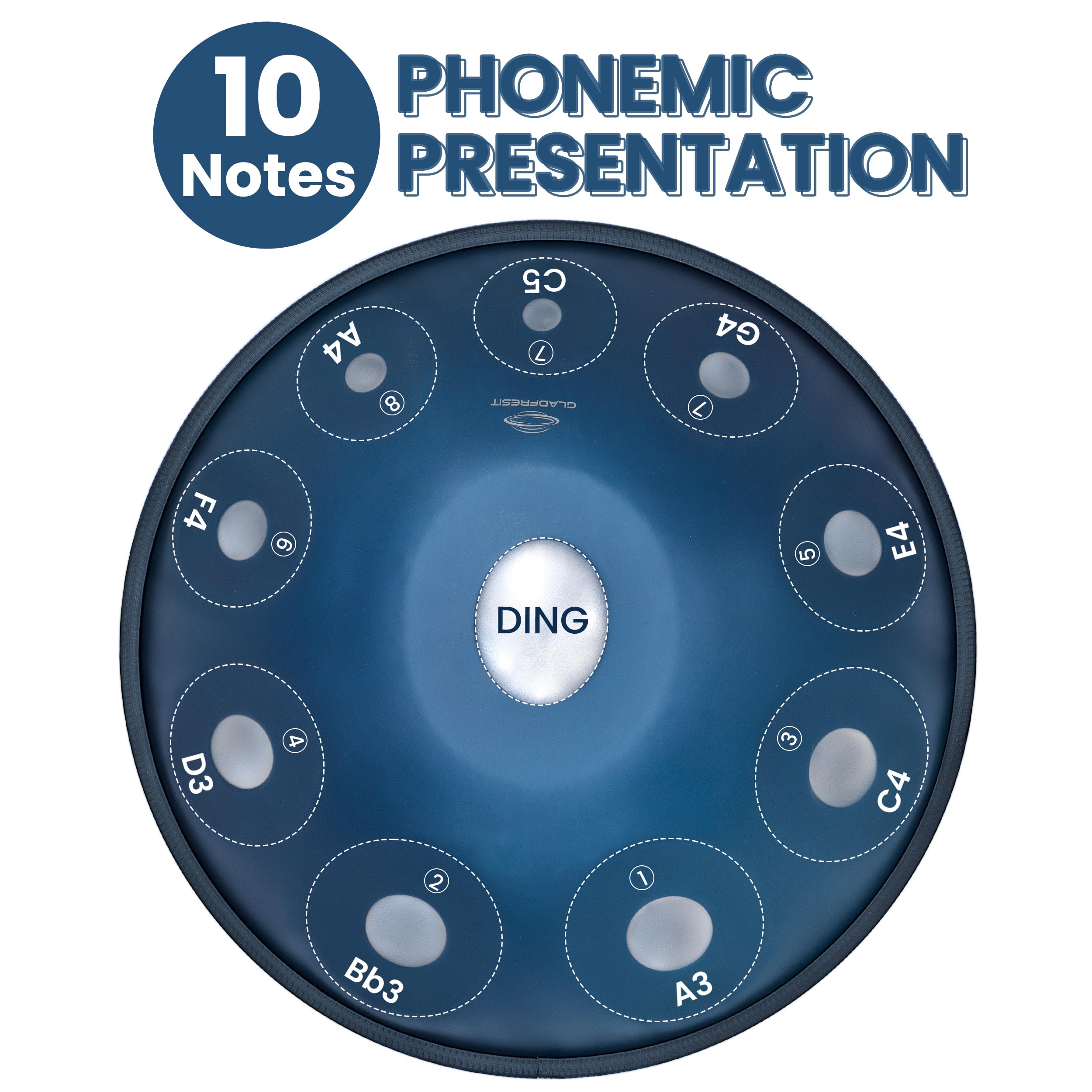 Premium D Minor Handpan Drum - 10 Notes, 22 Inch Steel Handpan Instrument for Meditation, Yoga & Music Therapy | Perfect for Beginners & Professional Musicians