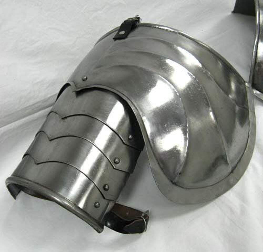 Men's Steel Spaulder Shoulder Armor - One Size Fits Most - Medieval Knight Costume Accessory for LARP, Cosplay & Renaissance Fairs