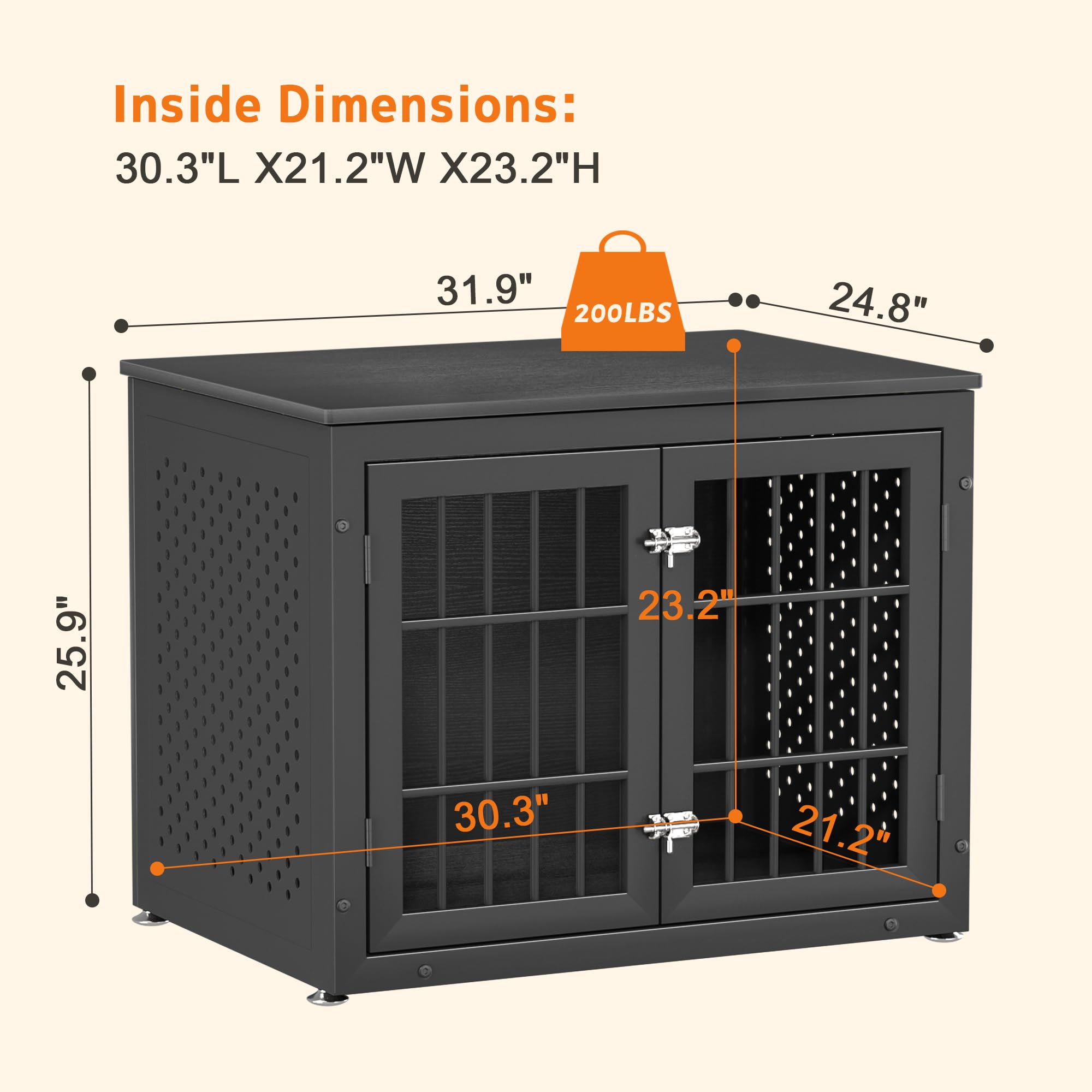 Heavy Duty Dog Crate Furniture - Indestructible Metal Kennel for Small & Medium Dogs | Chew Proof Pet House for High Anxiety Dogs | Indoor Decorative Dog Cage End Table for Living Room & Bedroom