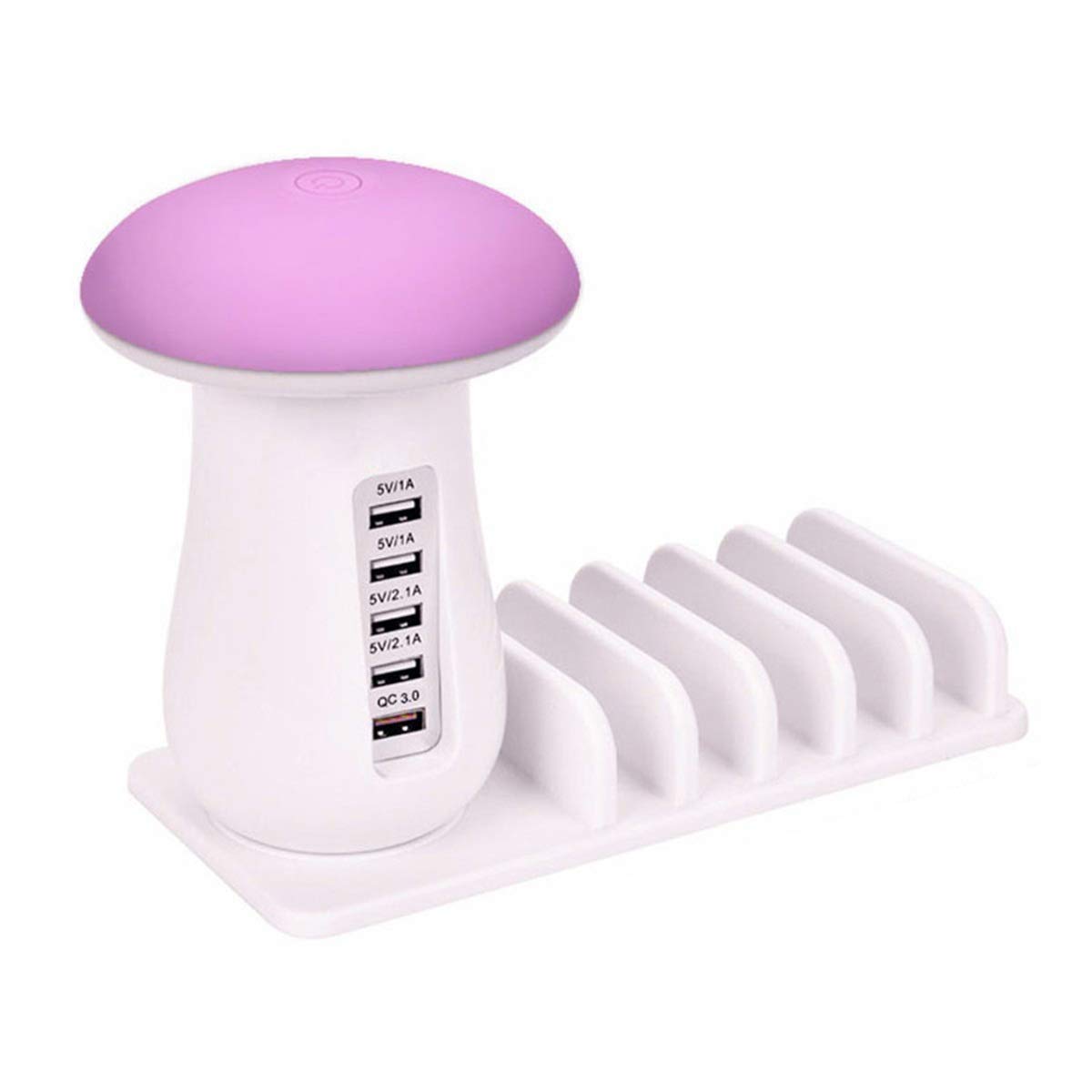 WIKIDOO Rechargeable USB Bedside Lamp with Touch Control - Mushroom LED Night Light with USB Charging Port | Cold White | Perfect for Bedroom, Nursery, and Office Use