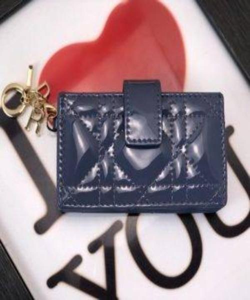 Dior Lady Calfskin Card Holder in Denim Blue | Luxury Slim Wallet for Women | Perfect for Everyday Use & Gift Giving