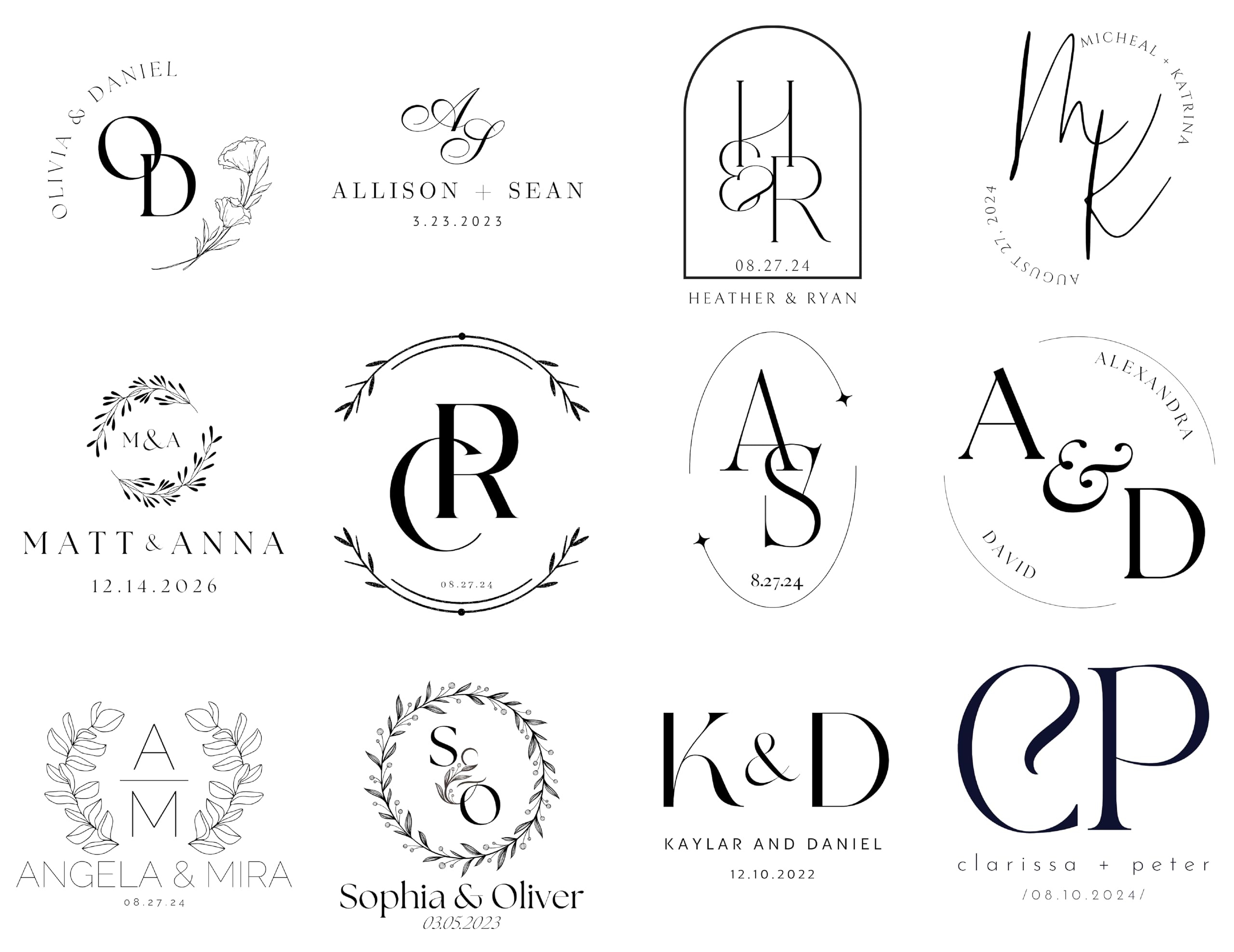 Personalized Wedding Monogram Stamp & Embosser - 30 Custom Designs for Save The Date Cards, Invitations & Stationery (Wood Handle) - Perfect for DIY Wedding Stationery, Bridal Shower Invites & Thank You Cards