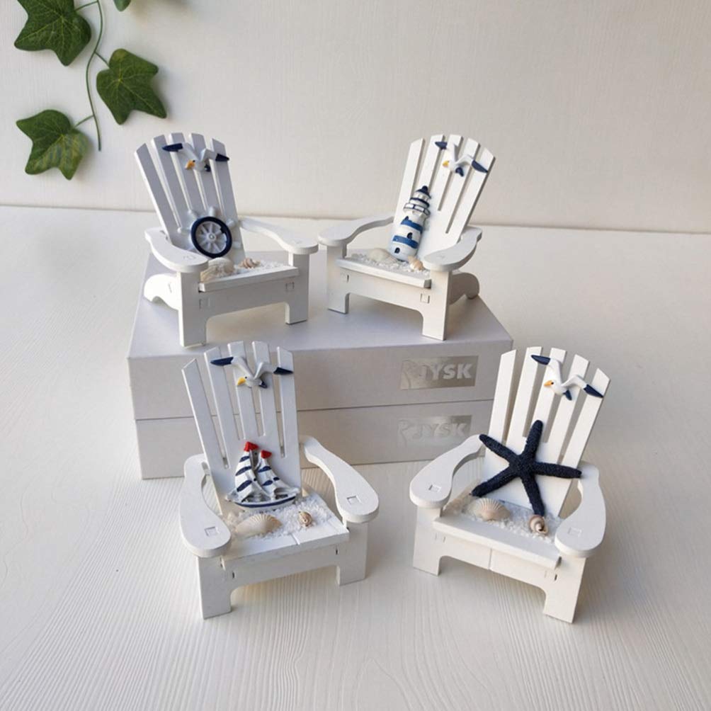 BESPORTBLE 2Pcs Miniature Beach Chairs - Tiny Wooden Cake Topper Decor, Nautical Dollhouse Furniture & Mini Landscape Accessories for Photo Props, DIY Crafts, and Dollhouse Decor | Perfect for Wedding Cakes, Beach Themed Parties, and Miniature Displays