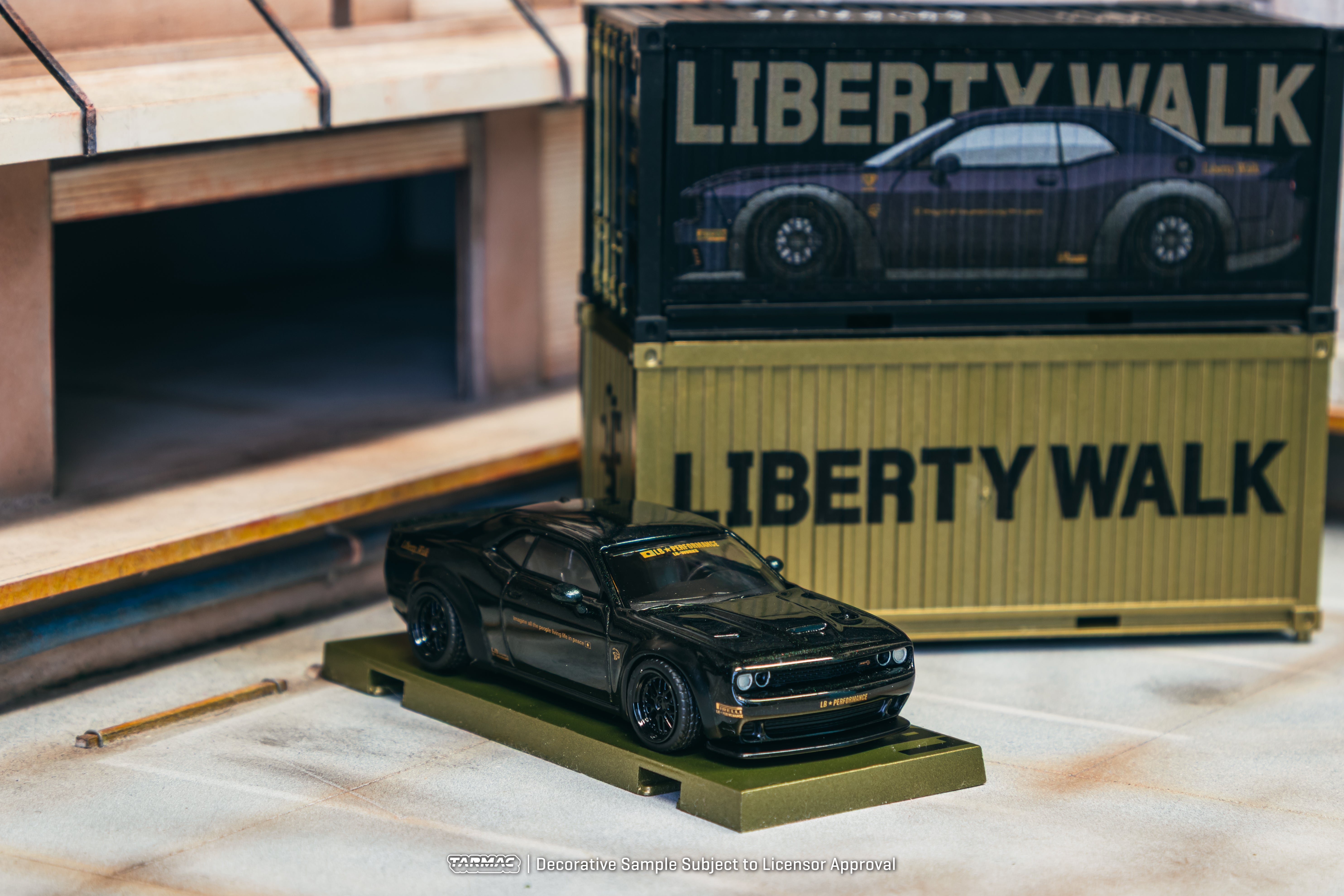 Tarmac Works 1/64 LB WORKS Dodge Challenger SRT Hellcat Black Metallic Diecast Model Car - Collectible Miniature Vehicle for Display & Racing Games - Perfect for Car Enthusiasts & Diecast Collectors