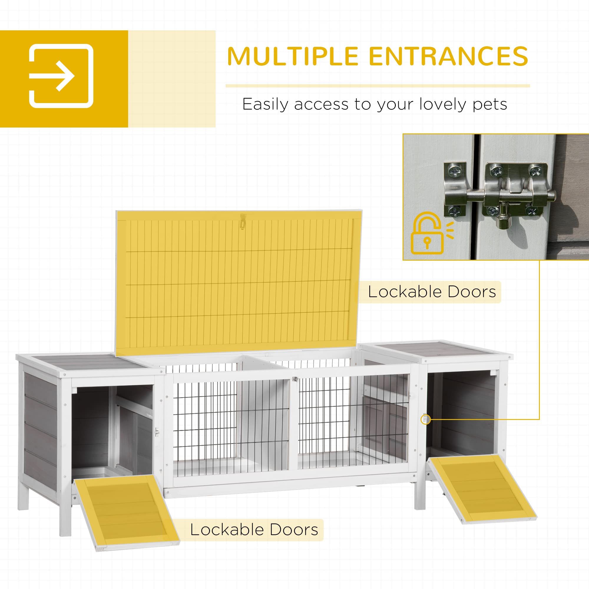 Premium PawHut Rabbit Hutch - Indoor Bunny Cage & Guinea Pig House with Pull-Out Tray & Divider Board | Durable White Small Animal Shelter for Rabbits, Guinea Pigs, Hamsters | Perfect for Home, Backyard, or Pet Store Use