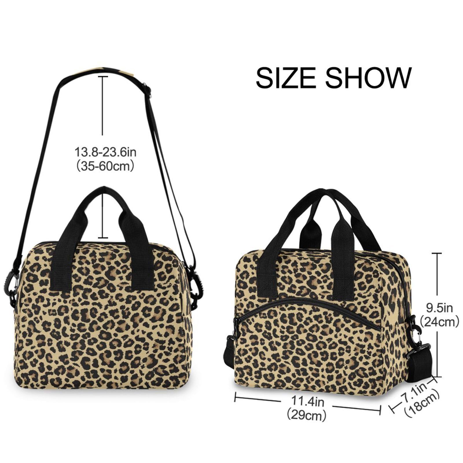 ALAZA Insulated Lunch Bag Cooler Tote - Large Leopard Print Thermal Lunch Box for Women & Men - Perfect for School, Work, Picnics & Outdoor Activities - Adjustable Shoulder Strap & Portable Design