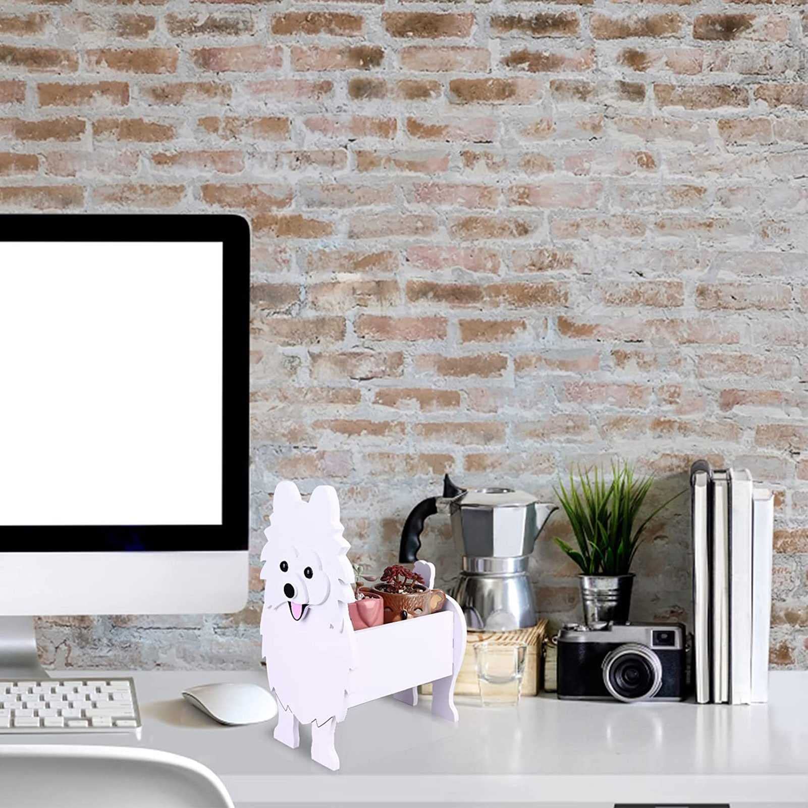 Cute PVC Dog Planter Pots - Cartoon Pet Pomeranian Flower Pot for Succulents, Cactus & Air Plants | Indoor/Outdoor Garden Decor, Home Office Desk Decor Gift Idea