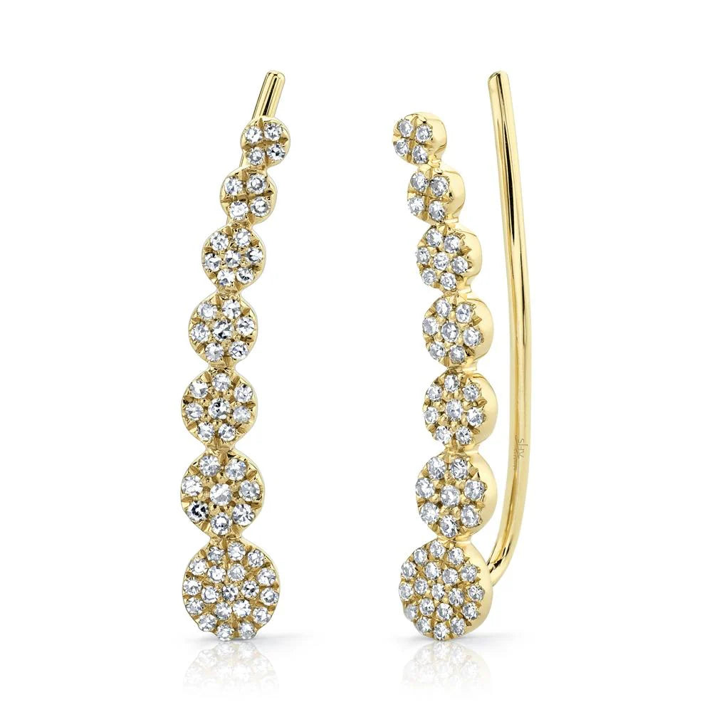 Shy Creation Diamond Ear Crawler Earrings – Elegant Dangle Earrings for Women, Perfect for Parties, Weddings & Special Occasions