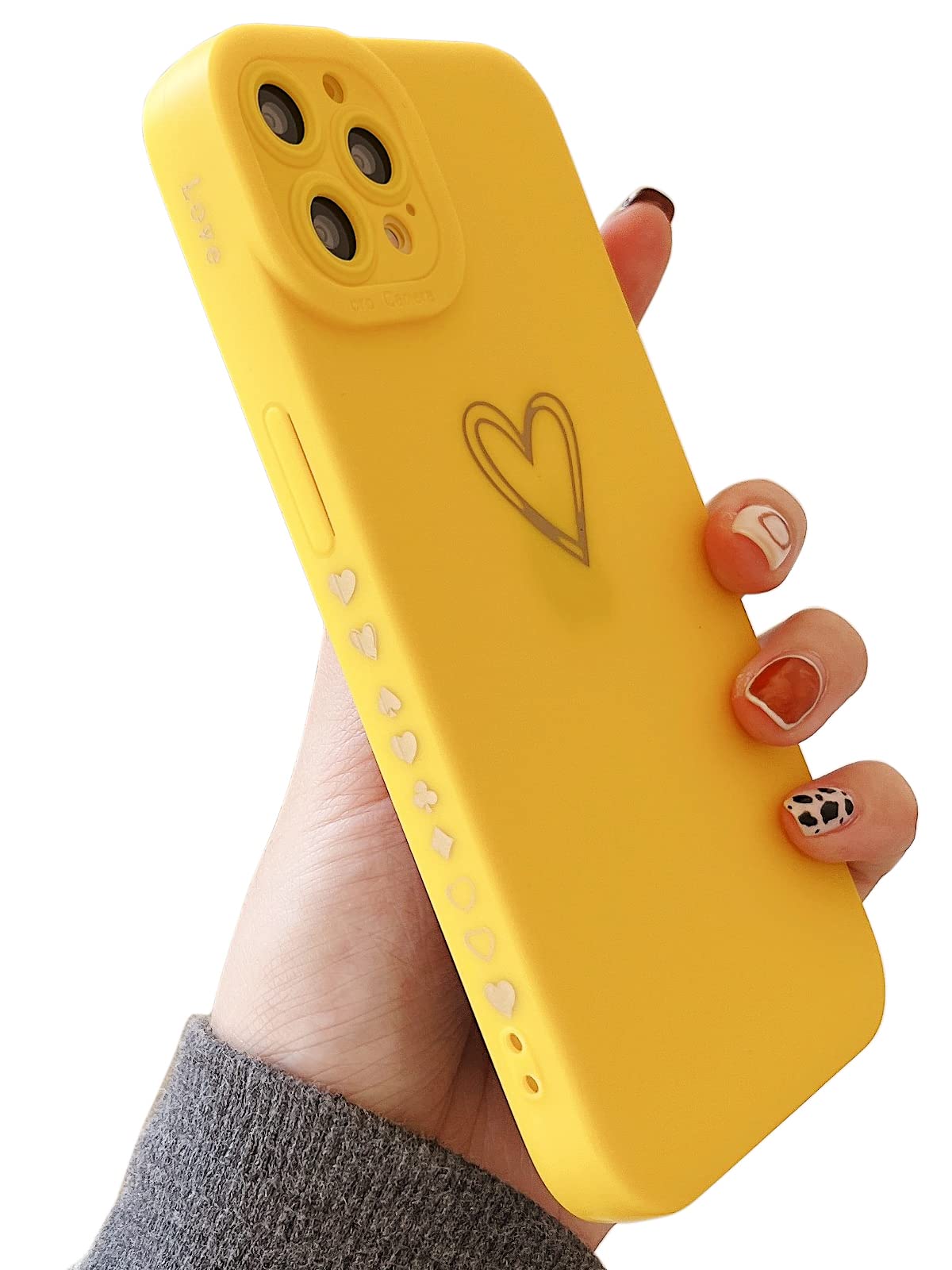 Qokey Cute Heart Plated iPhone 11 Pro Max Case (6.5