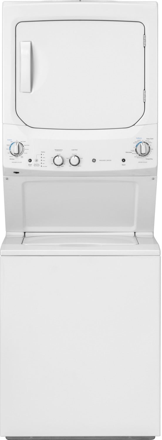 GE GUD24ESMMWW White Electric Laundry Center - Stackable Washer & Dryer Combo for Small Spaces, Apartments & Energy-Efficient Homes | Perfect for Laundry Rooms, Basements & Tight Spaces