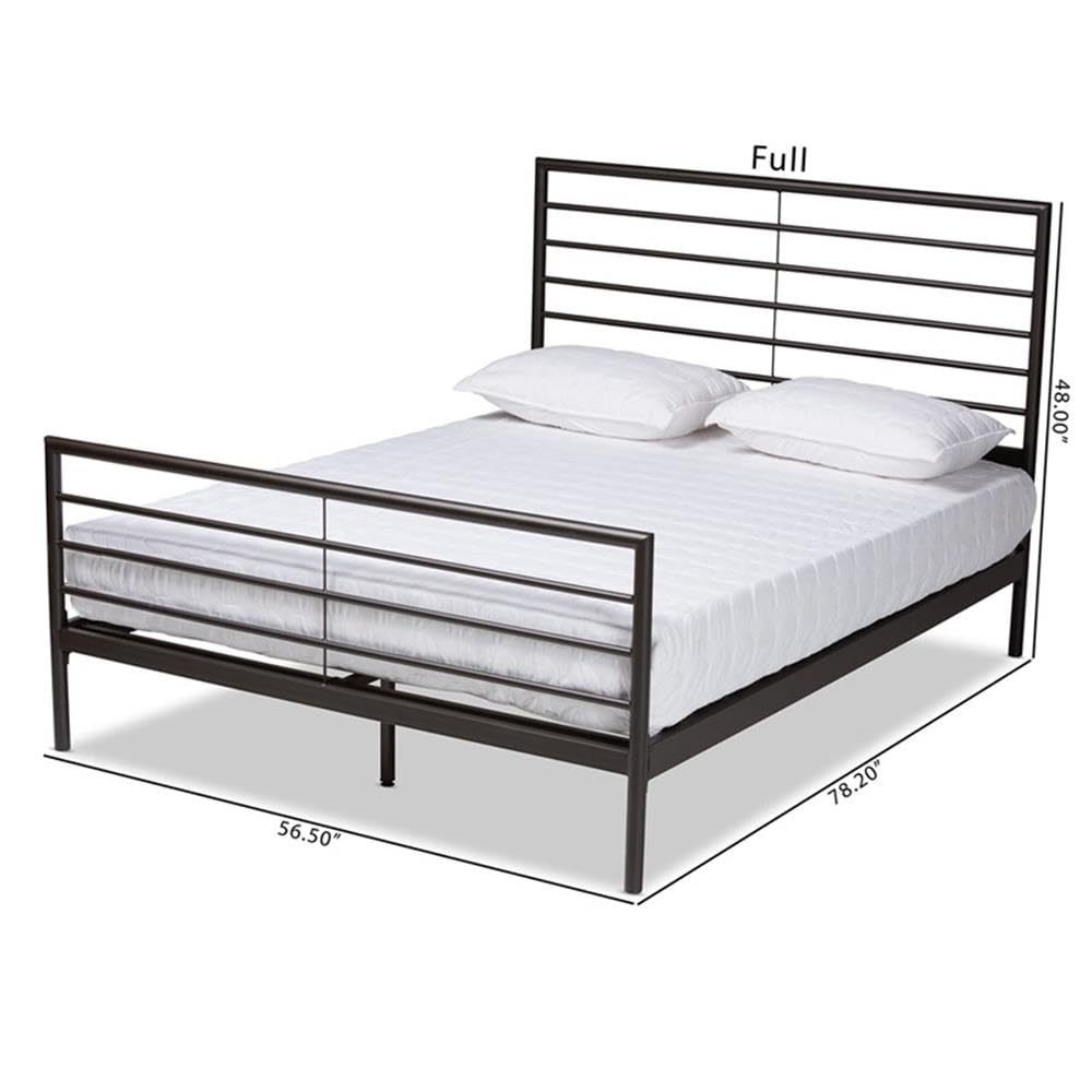 Industrial Black Metal Full Size Platform Bed Frame - Modern Minimalist Studio Alva Design for Bedroom, Guest Room & Dormitory