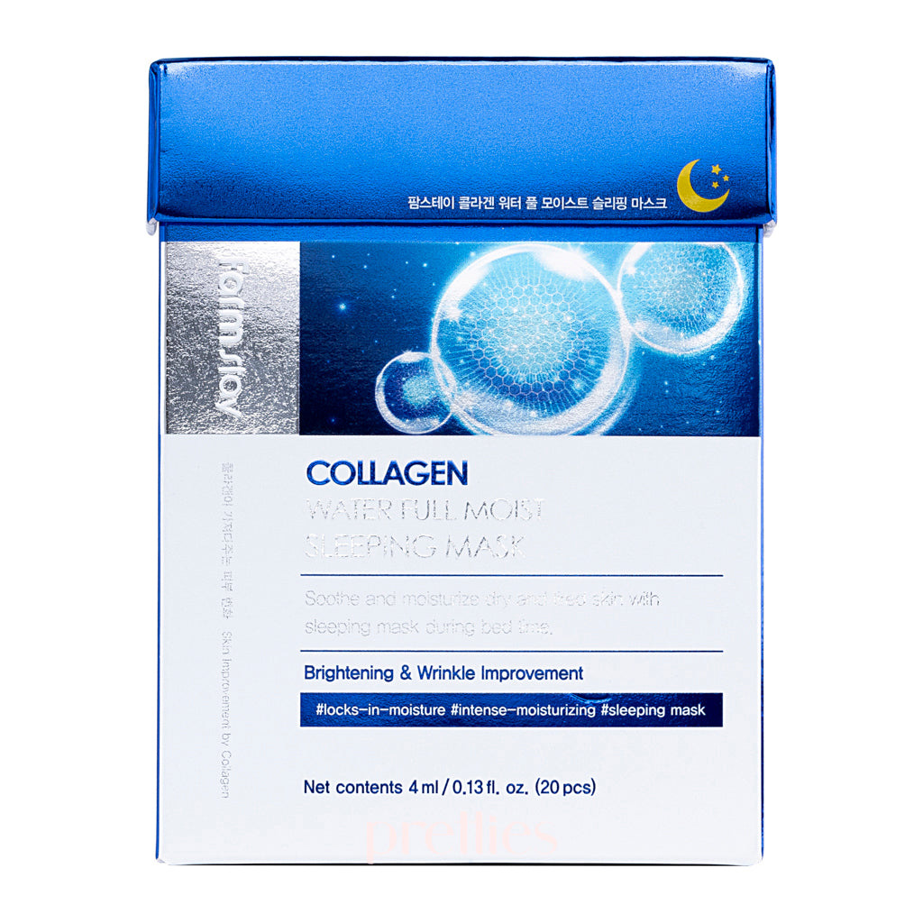 Farmstay Collagen Water Full Moist Sleeping Mask - 4ml x 20pcs - Hydrating Overnight Face Mask for Dry Skin - Perfect for Nighttime Skincare Routine & Travel Essentials
