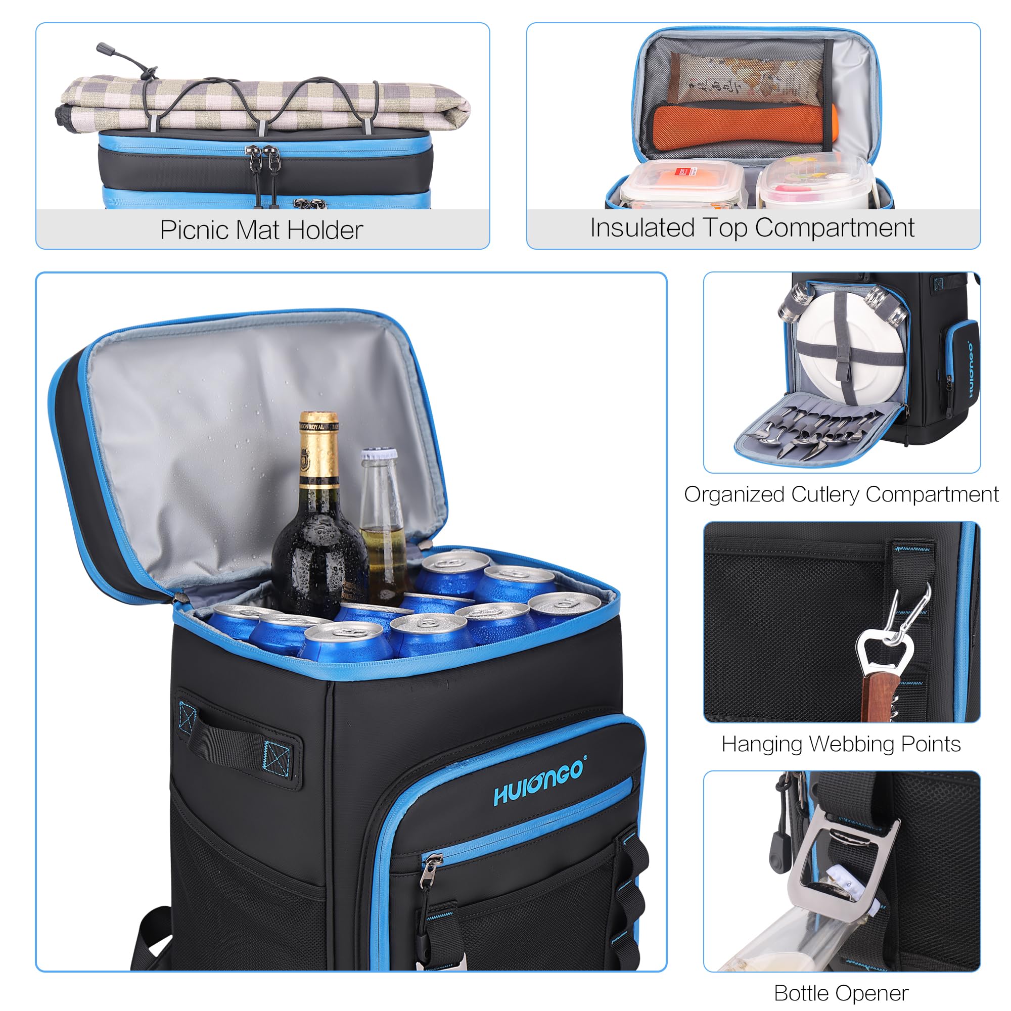 Large 30L Waterproof Insulated Cooler Backpack for Men & Women - Leak Proof Picnic, Camping, Beach, Fishing & Travel Backpack - Holds 48 Cans - Perfect for Outdoor Adventures, Tailgating & Road Trips
