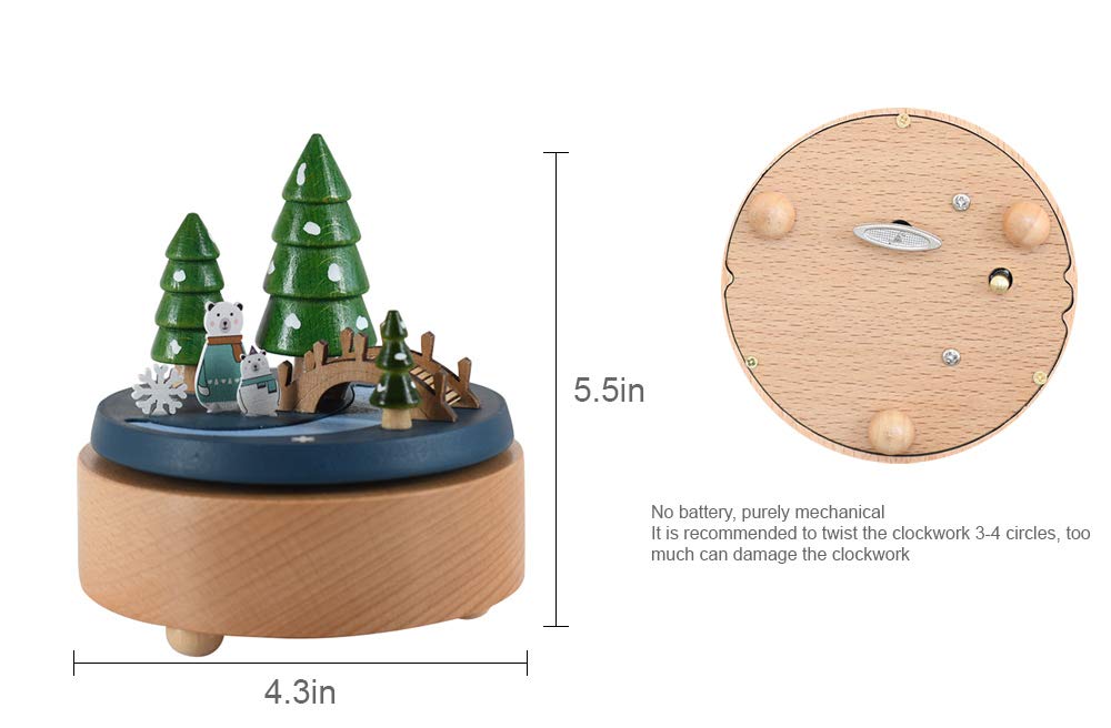 Wooden Polar Bear Music Box with Wooden Mechanism - Plays 'You Are My Sunshine' - Perfect Gift for Boys, Girls & Friends - Romantic Birthday, Wedding & Christmas Present