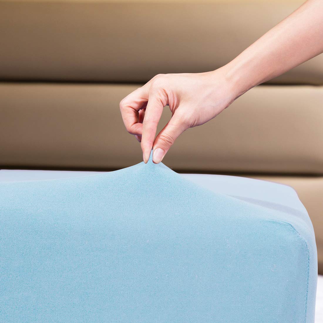 Twin XL Fitted Sheet - 4-Way Stretch Snug Fit Wrinkle-Free Sheet for Standard & Air Bed Mattress (8 Inch) - Baby Blue | Perfect for Dorms, Guest Rooms & Portable Air Beds