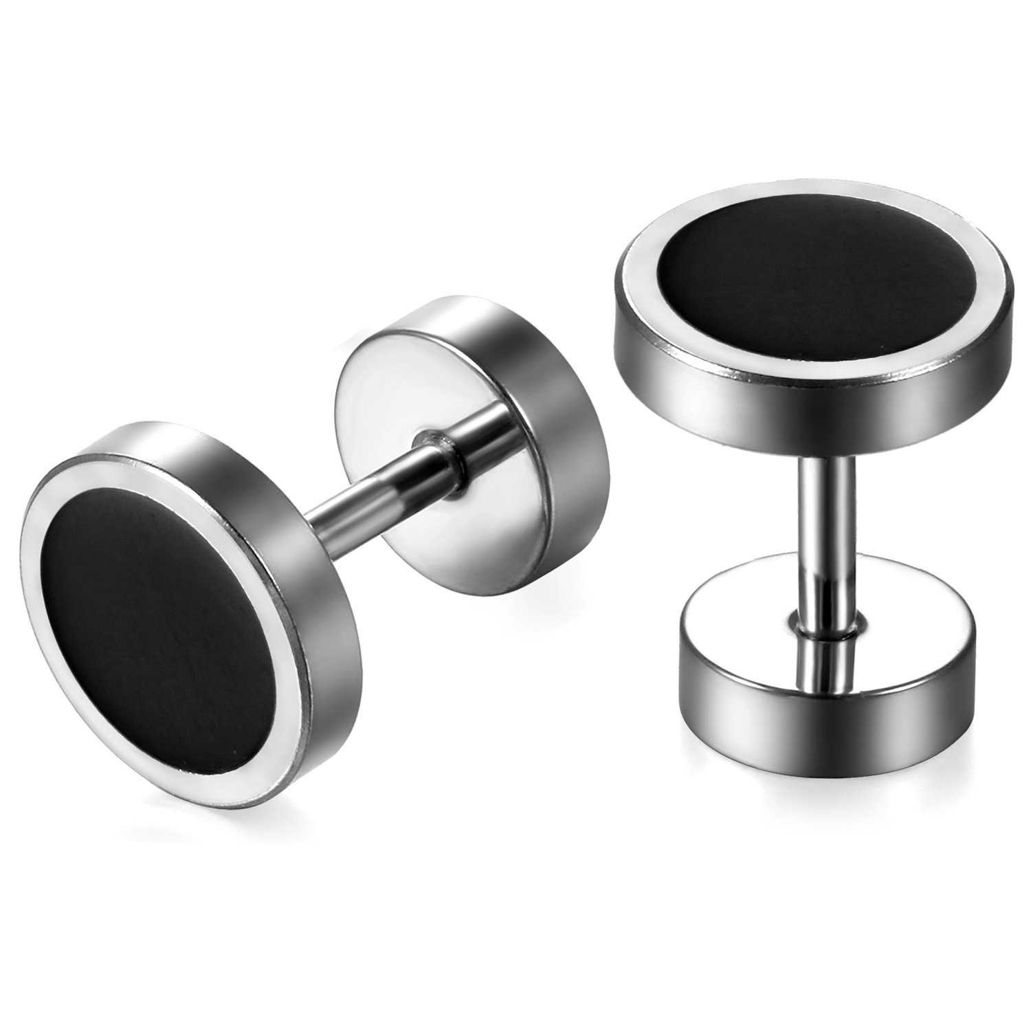 Aroncent 8MM Stainless Steel Fake Gauge Stud Earrings for Men & Women - Rose Gold Plated Fake Earrings for Everyday Wear, Parties & Gifts