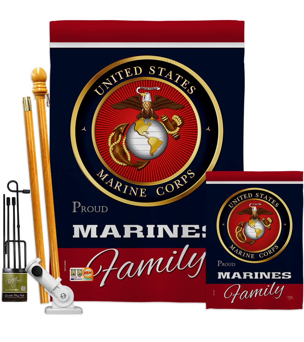 USMC Semper Fi Double-Sided Garden Flag Kit - 28x40 Inch Military House Banner for Marine Corps Veterans & Armed Forces Families - Made in USA - Perfect for Yard Decoration, Patriotic Displays & Military Appreciation Gifts