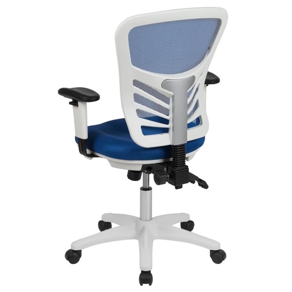 UrbanPro Mid Back Executive Mesh Office Swivel Chair - Ergonomic Desk Chair with Breathable Mesh Back & Adjustable Height, Blue & White - Perfect for Home Office, Conference Rooms & Workspaces