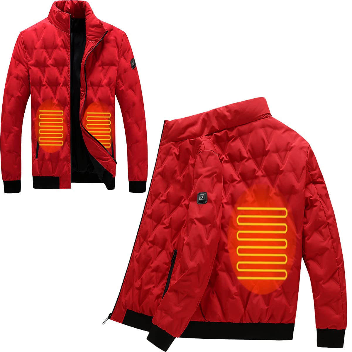 KUMADAI USB Heated Jacket for Men & Women - Waterproof Lightweight Down Coat with Heating Technology (No Power Bank Included) - Perfect for Winter Outdoor Activities, Camping, and Cold Weather Commutes