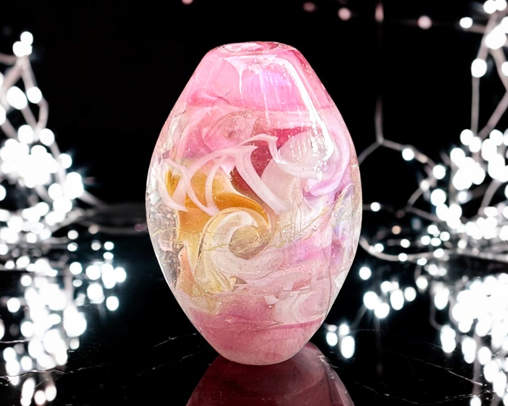 Sunset Pink Shimmer Lampwork Glass Focal Bead for Jewelry Making - DIY Necklace, Bracelet & Earring Designs - Perfect for Handmade Gifts & Craft Projects
