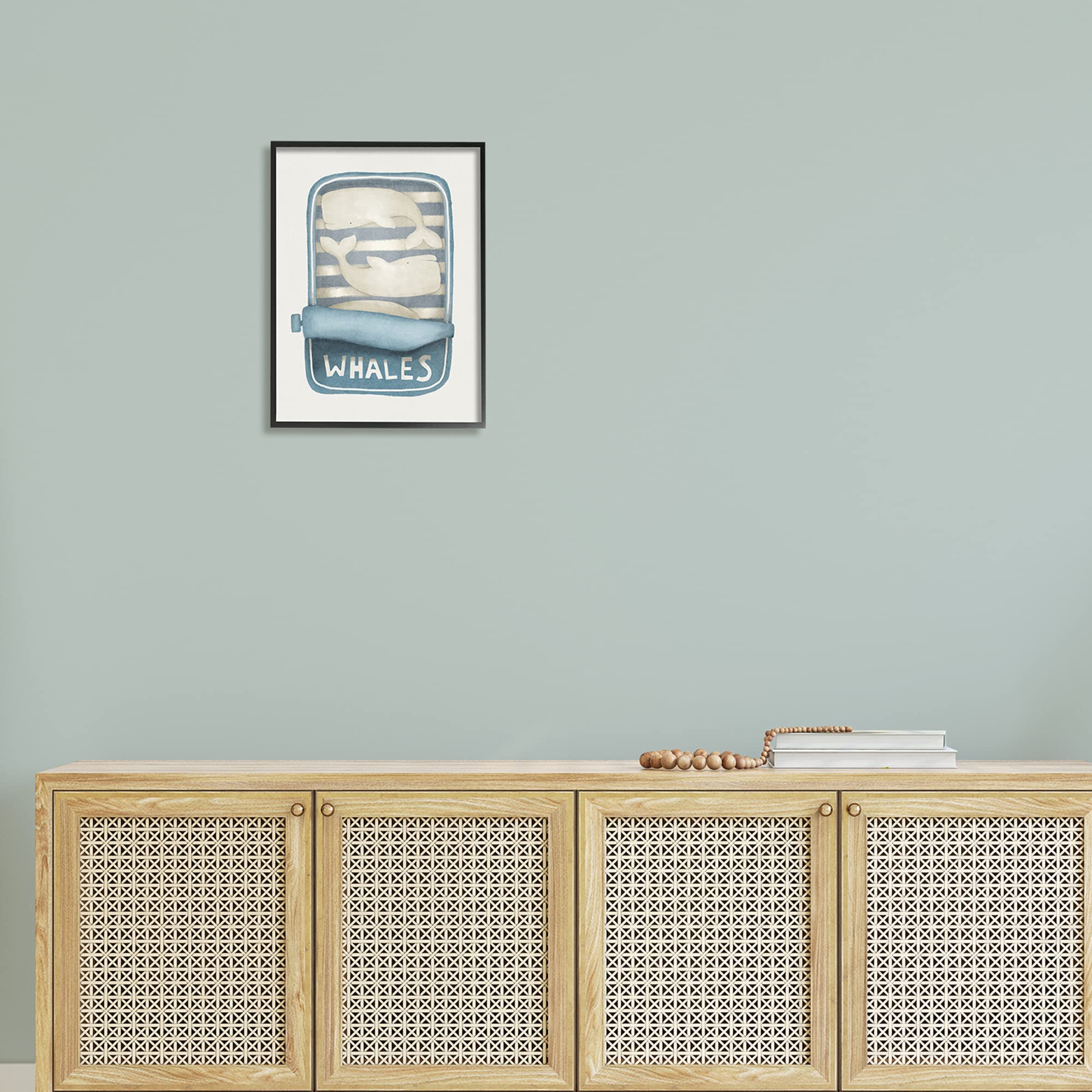 Stupell Industries Whimsical Whale Tuna Can Art Print - Sea Life Wall Decor by Leah Straatsma - Perfect for Beach House, Nursery & Coastal Themed Rooms