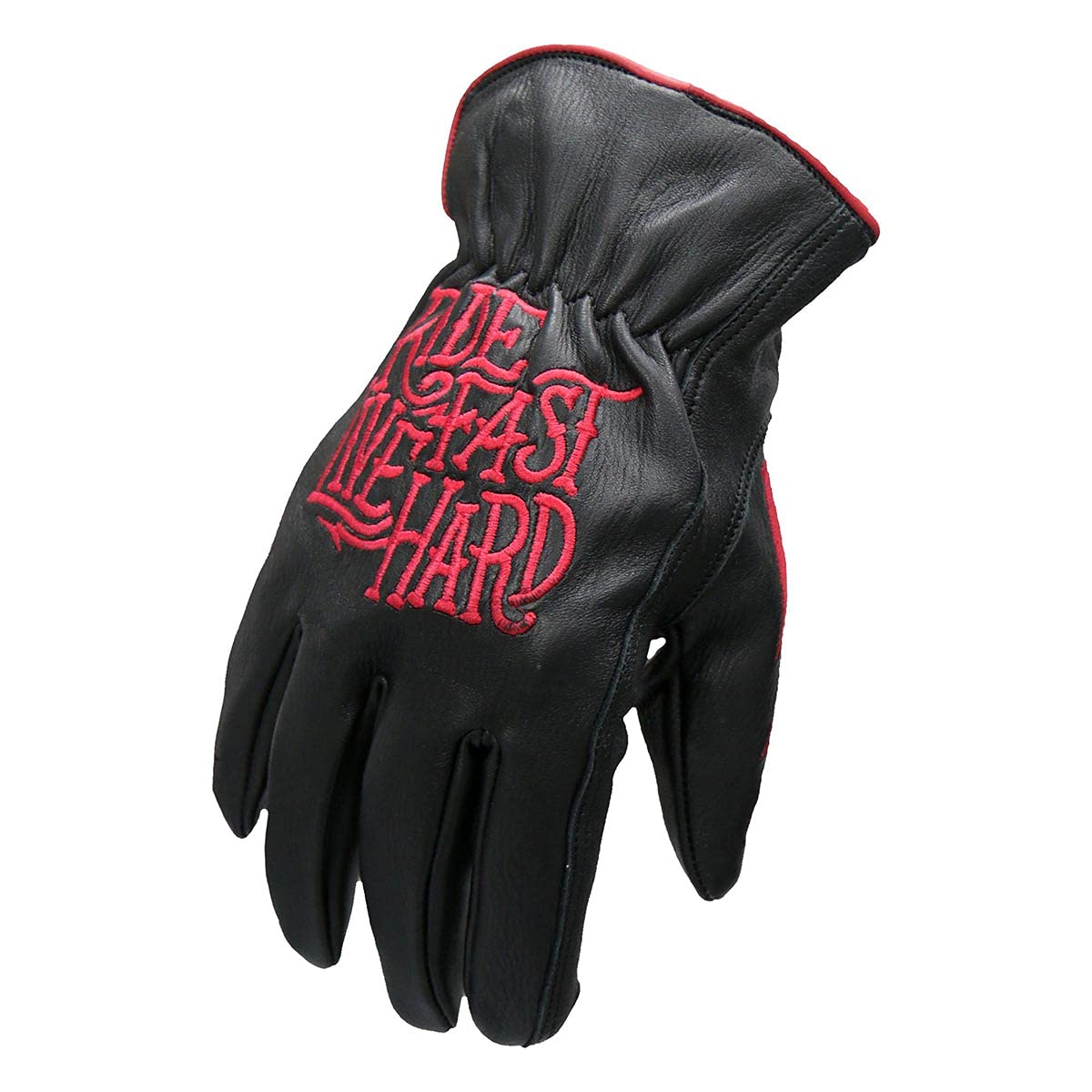 Hot Leathers GVD2002 Unisex Black 'Bolt' Deerskin Leather Gloves - Medium Size | Winter Motorcycle Riding, Driving & Outdoor Activities