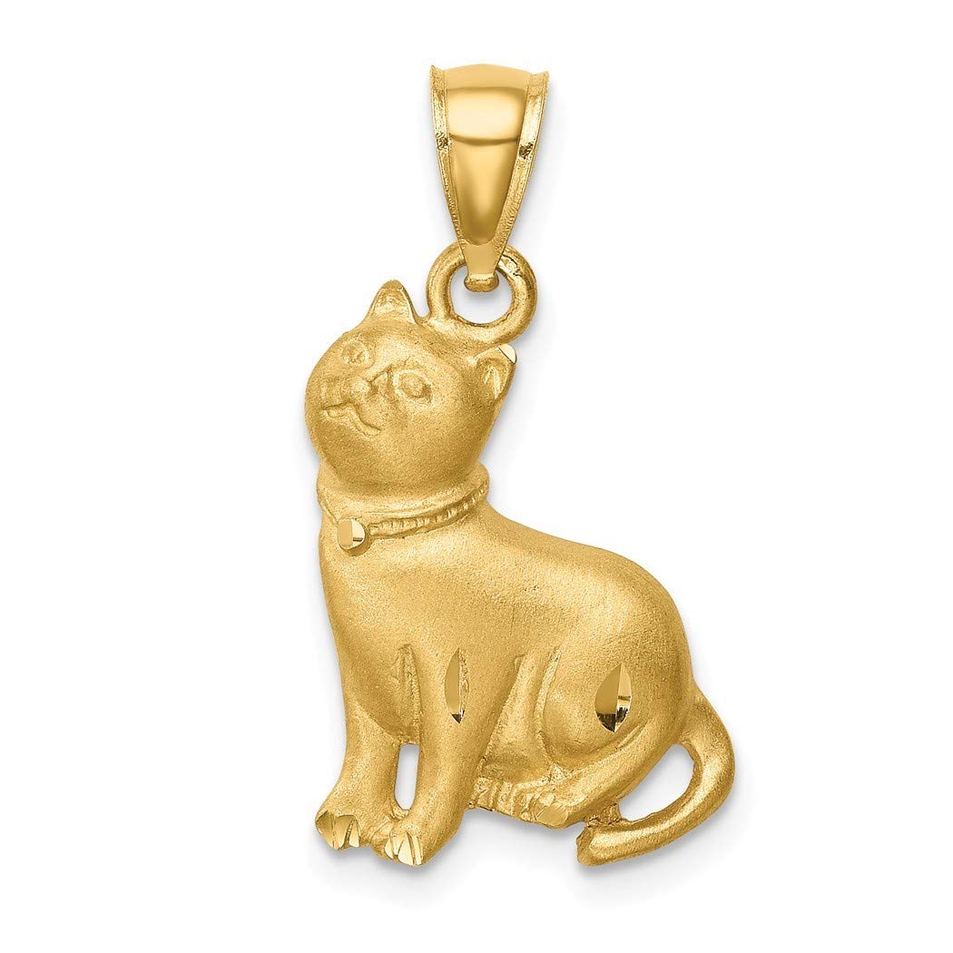 14K Gold Sparkle Cut Cat Pendant Necklace for Women - Elegant Dainty Jewelry Gift for Her, Birthday, Anniversary & Valentine's Day