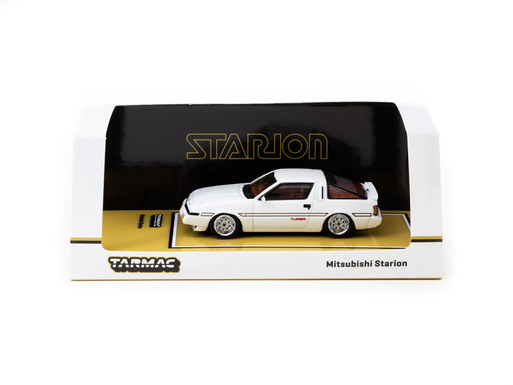 Tarmac Works 1:64 Scale Diecast Mitsubishi Starion Model Car - White Metallic Finish - Collectible Miniature Vehicle for Display, Racing Games & Car Enthusiasts