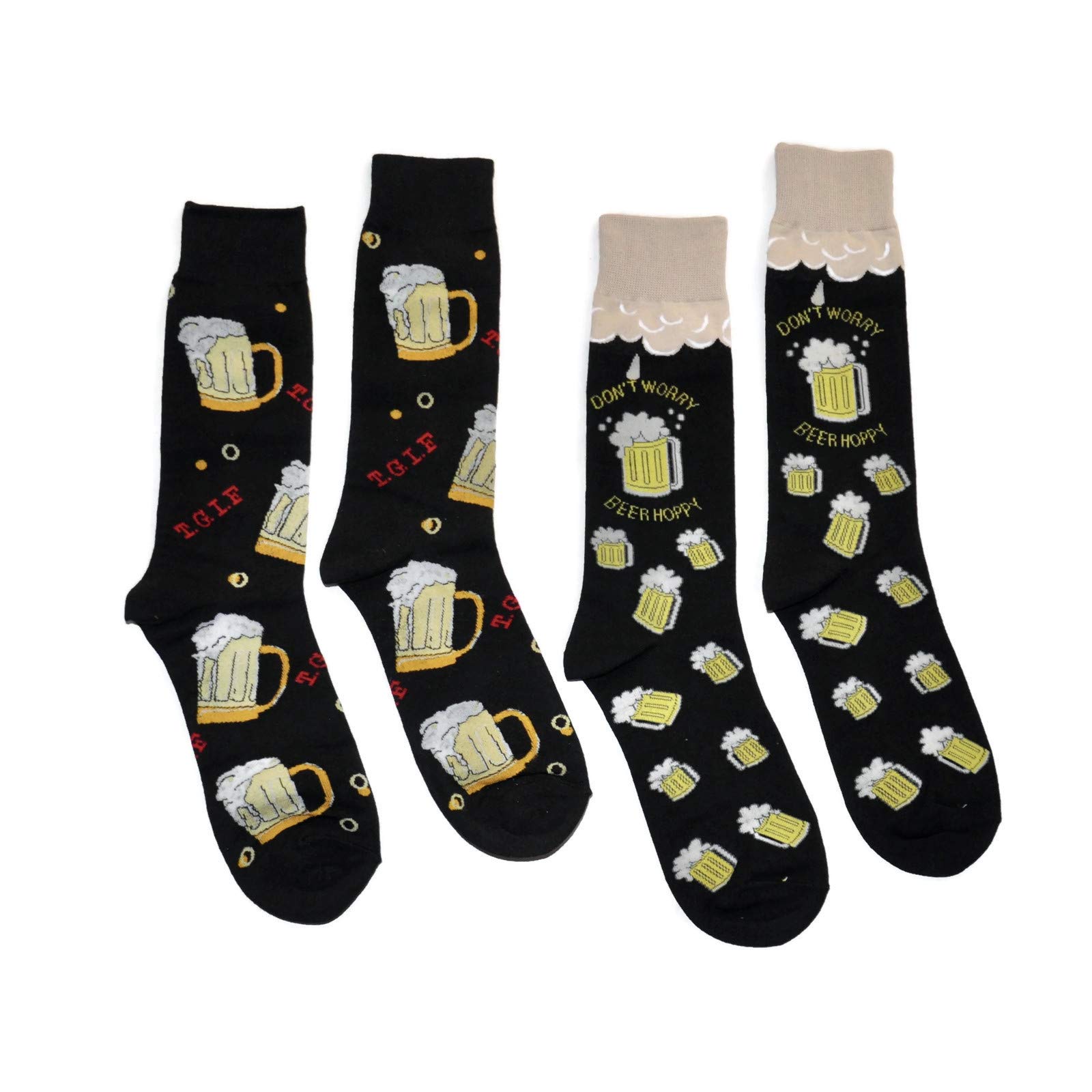 Fun Novelty Crew Socks for Men - 2 Pairs Pack - Perfect for Casual Wear, Gifts & Themed Parties