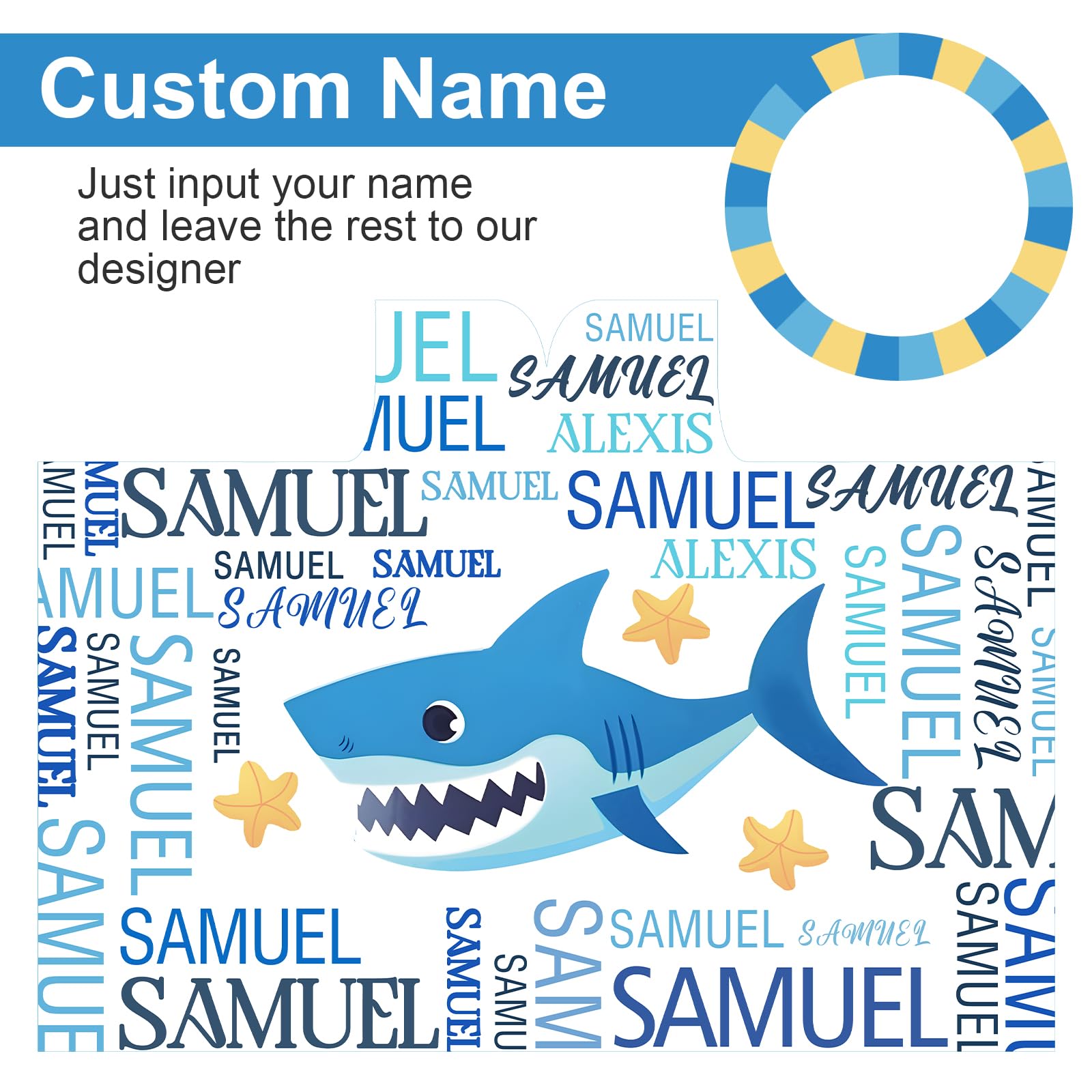 Personalized Kids Hooded Beach Towel with Name - Microfiber Quick Dry Sand Free Pool Towel for Boys & Girls Ages 3-10 | Soft Bath & Swim Towel with Hood (Shark Design) - Perfect for Beach, Pool, Swimming Lessons & Summer Vacations