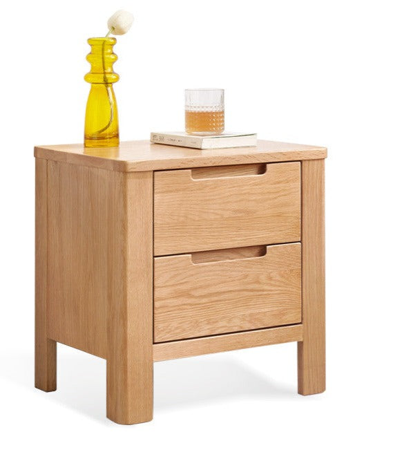 Solid Oak Wood Nightstand with Drawer - Rustic Bedside Table for Bedroom, Living Room & Office - Durable & Stylish Furniture for Home Decor