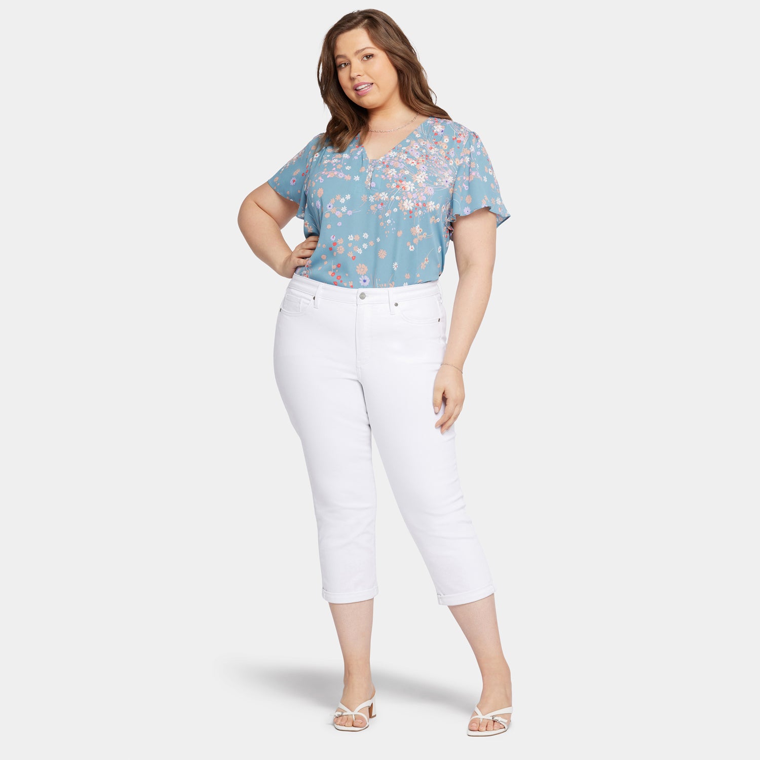 Chloe Plus Size Skinny Capri Jeans in Optic White - Stylish & Comfortable Women's Stretch Denim Pants for Casual Wear & Summer Outfits