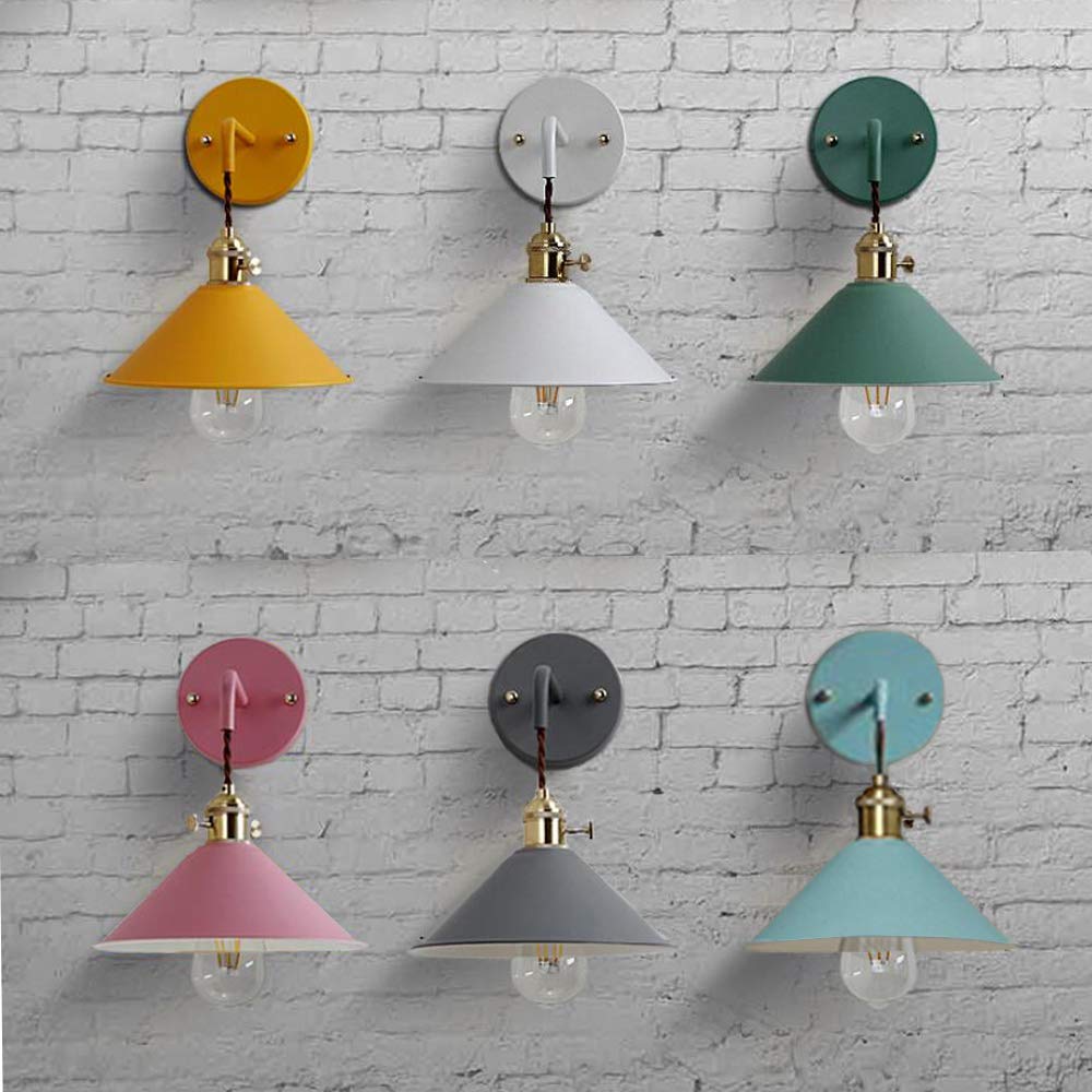 FSLiving Plug-in Dimmable Wall Sconce with Adjustable Dimmer Switch - White Macaron Candle Wall Light for Bedroom, Bathroom Vanity & Living Room Decor - Soft Ambient Lighting for Reading, Relaxation and Mood Setting