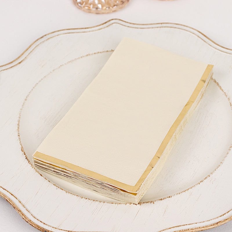 50 Premium Soft 2-Ply Dinner Napkins with Elegant Gold Foil Edge - Perfect for Weddings, Parties & Fine Dining Table Settings