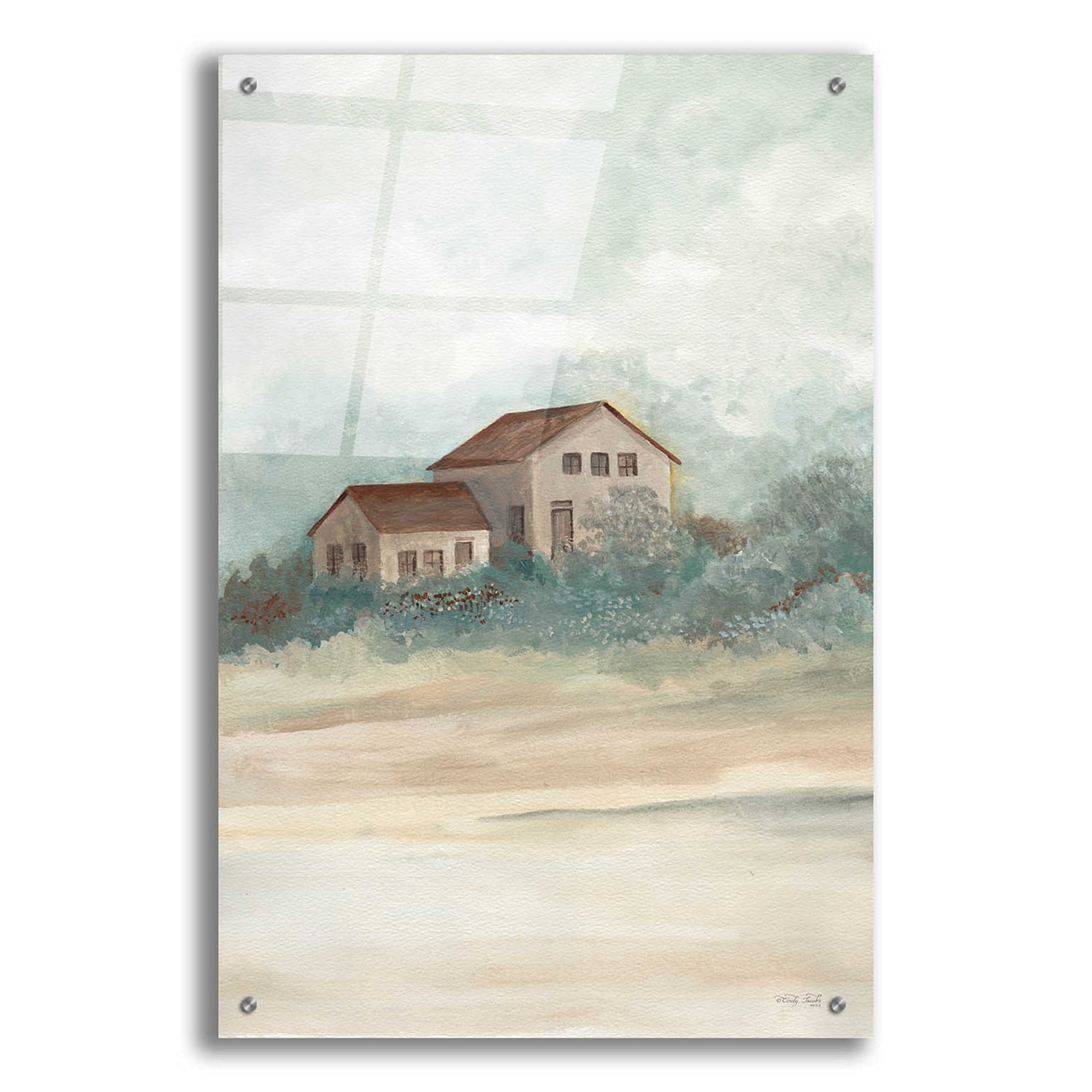 House in Country Acrylic Glass Wall Art by Cindy Jacobs - 24x36 Inches Modern Landscape Painting for Living Room, Bedroom & Office Decor