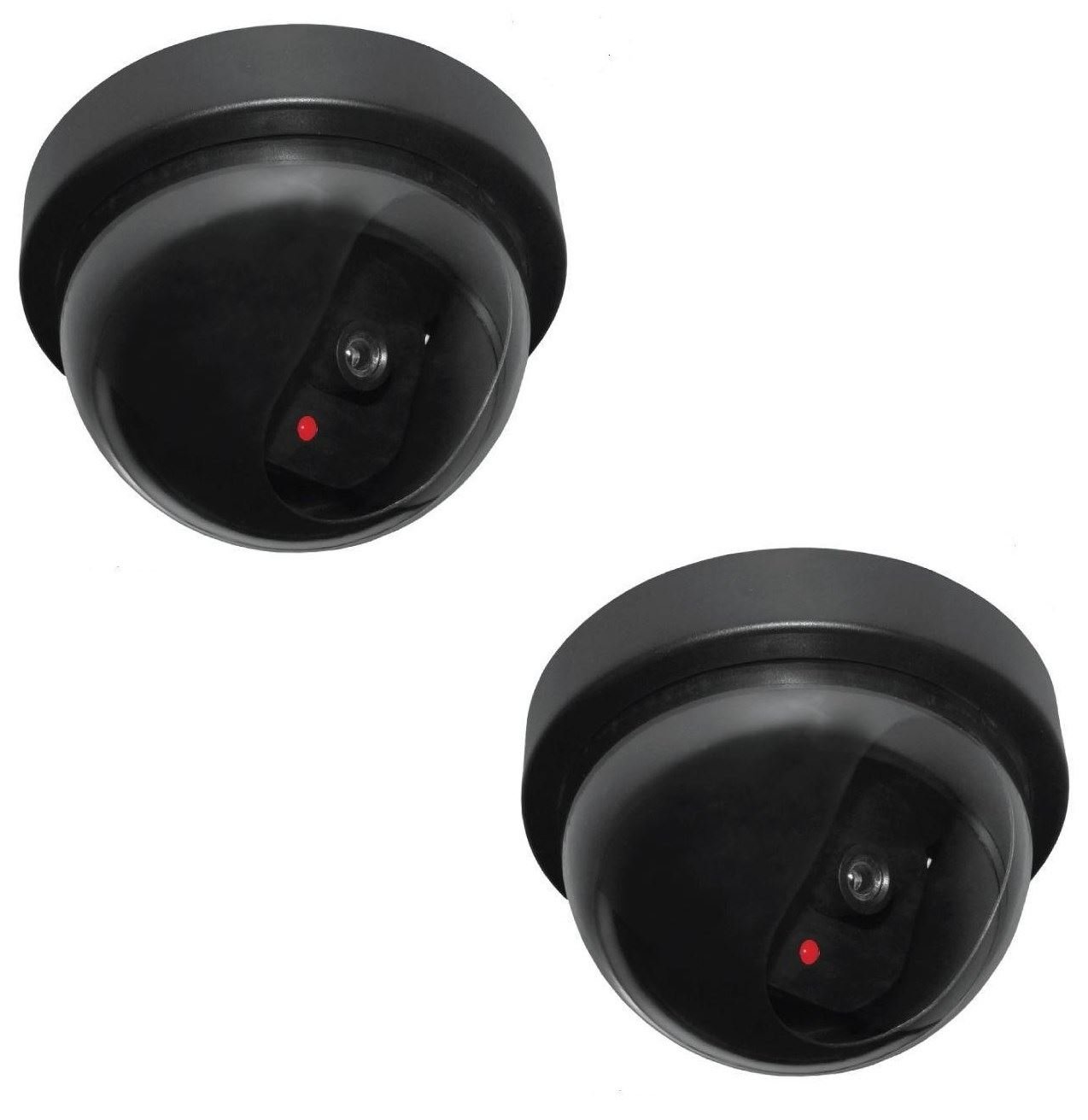 2 Pack Round Fake Dummy Security Camera with Flashing LED Light - Indoor/Outdoor CCTV Surveillance Decoy for Home & Business Protection | Ideal for Deterring Burglars on Porch, Garage, and Office Spaces