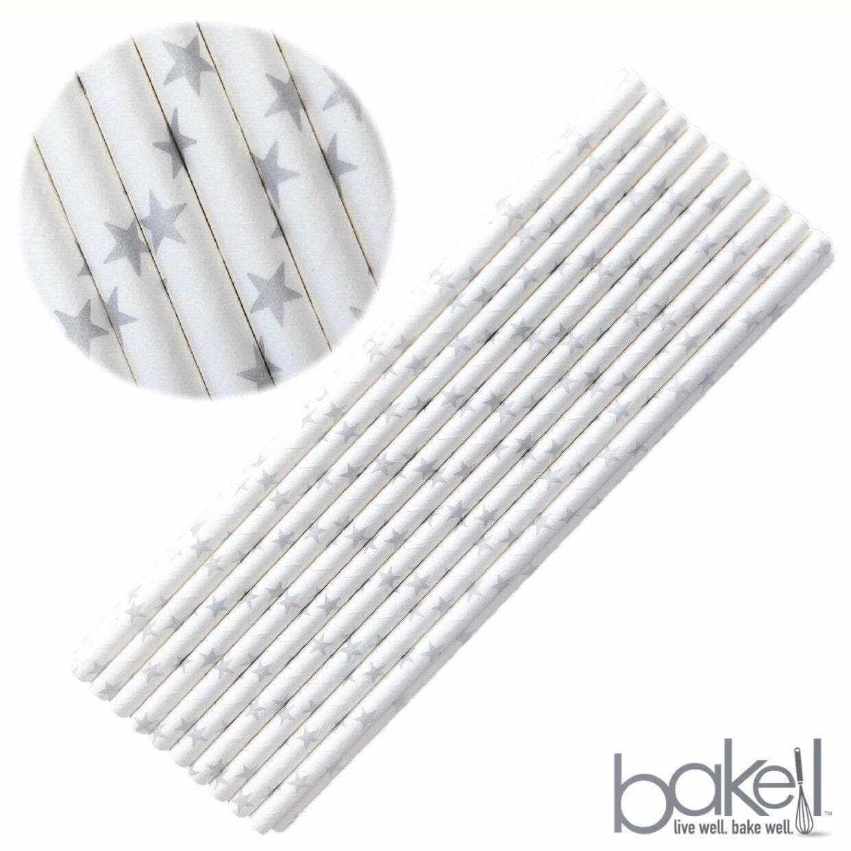 24-Piece Silver Star Cake Pop Party Straws for Birthday, Wedding & Baby Shower Decorations - Perfect for DIY Desserts & Sweet Treat Displays