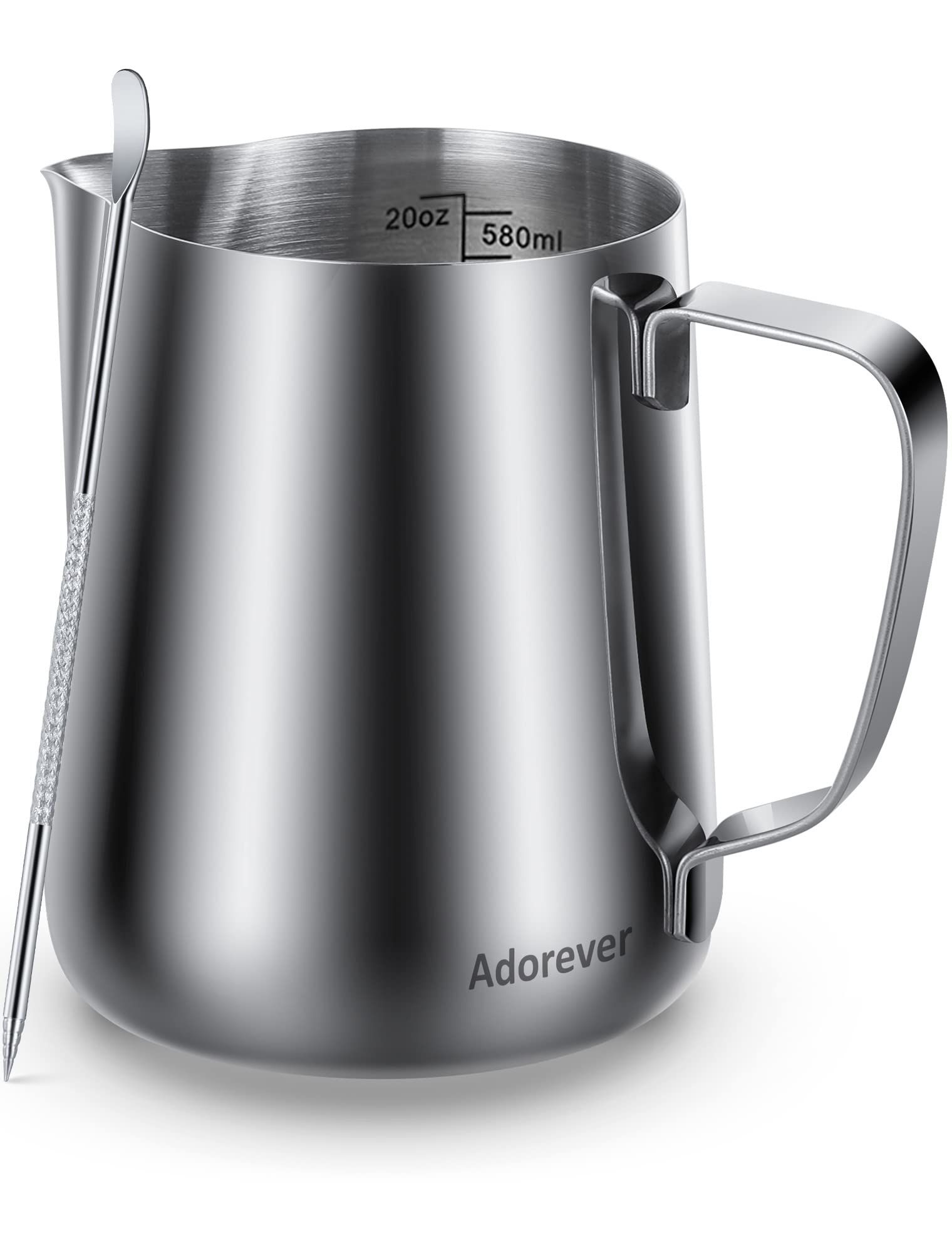 20oz Stainless Steel Milk Frothing Pitcher for Espresso Machine - Barista Tools for Coffee & Cappuccino Making with Latte Art Pen - Perfect for Home Coffee Bars & Professional Cafes