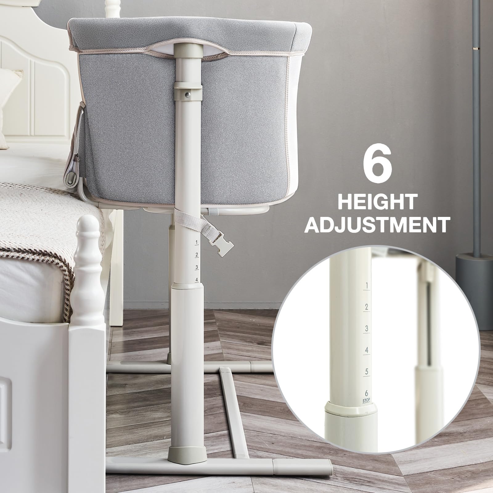 RONBEI Adjustable Baby Bassinet Bedside Sleeper - Easy to Assemble Crib for Newborns & Infants | Portable Nursery Bed with Height Adjustment | Perfect for Co-Sleeping, Bedroom & Nursery Room