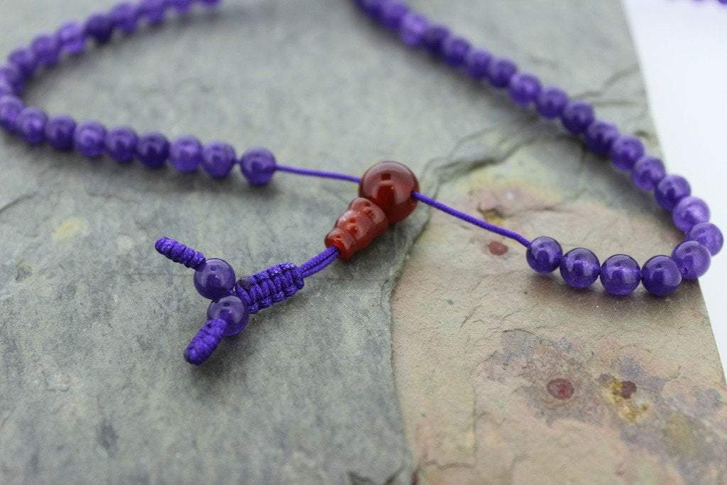 Premium 108 Bead Amethyst & Jasper Mala Prayer Necklace - Meditation, Yoga & Spiritual Healing Accessory