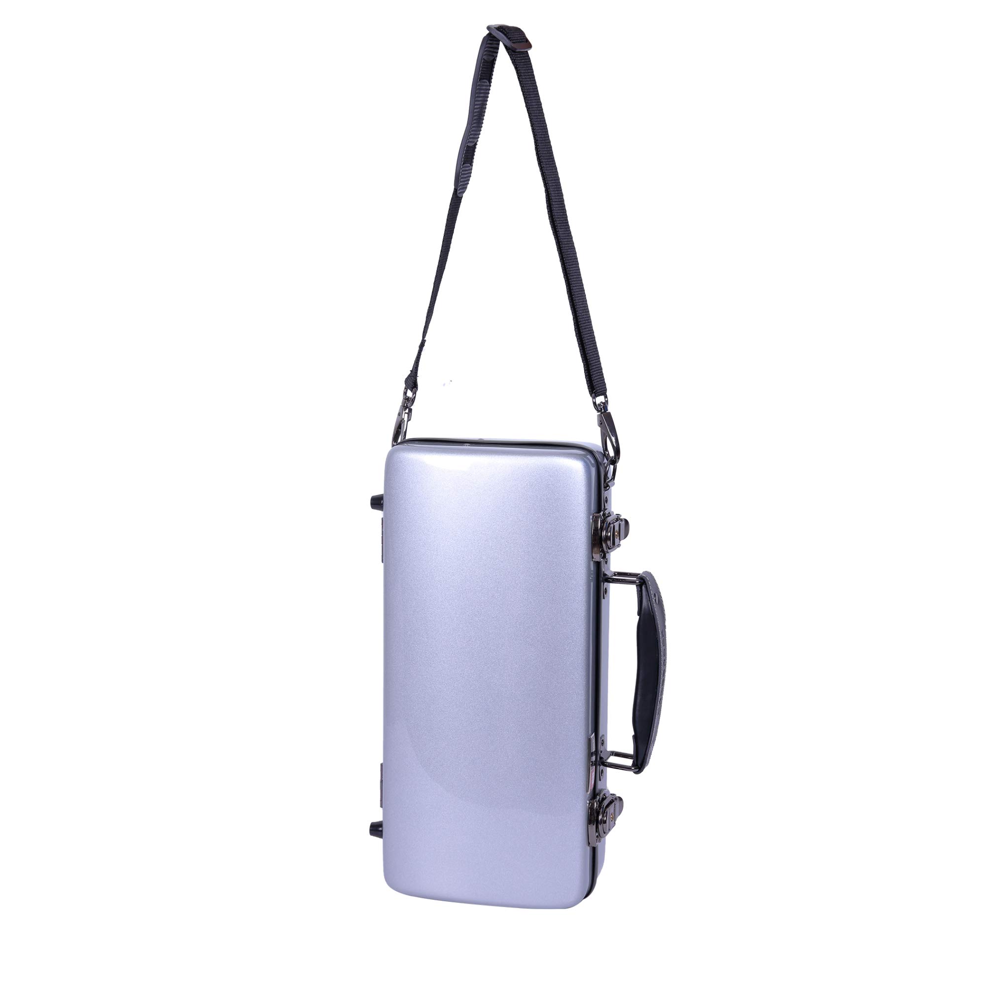 Crossrock CRF1000CLSL Fiberglass Hardshell Clarinet Case with Backpack Straps - Silver | Professional Instrument Protection for School, Band & Travel Use