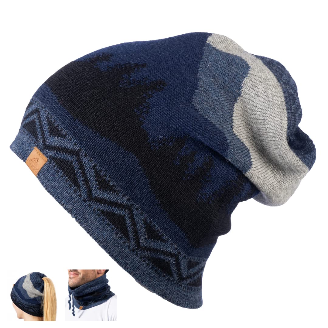 Soft Baby Alpaca Wool Winter Hat & Neck Warmer - Warm Knitted Beanie for Women & Men - Unisex Snow Mountain Ski Hat - Stylish Thermal Headwear for Cold Weather - Perfect Gift for Her - Ideal for Skiing, Hiking & Outdoor Adventures