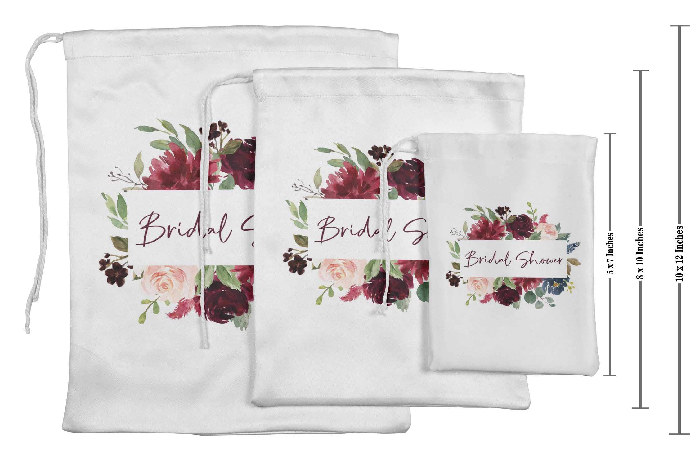 Elegant White Floral Bridal Shower Favor Bags - 15-Piece Wedding Party Gift Pouches Set for Bridal Showers, Baby Showers & Special Events