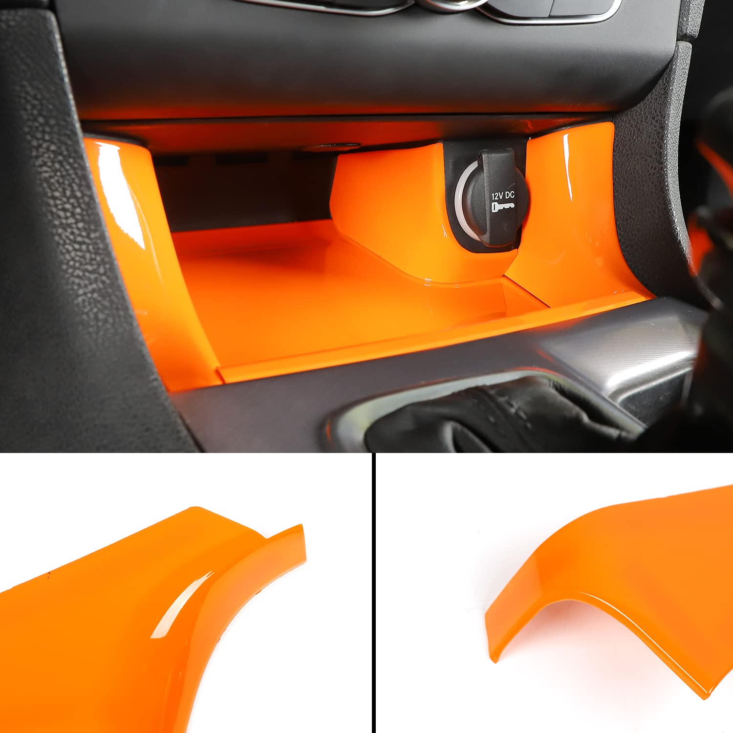 2011-2019 Dodge Charger Center Console Gear Shift Storage Trim Panel - ABS Orange 4pcs - Interior Car Accessories for Enhanced Storage & Style - Perfect for Road Trips & Daily Commutes