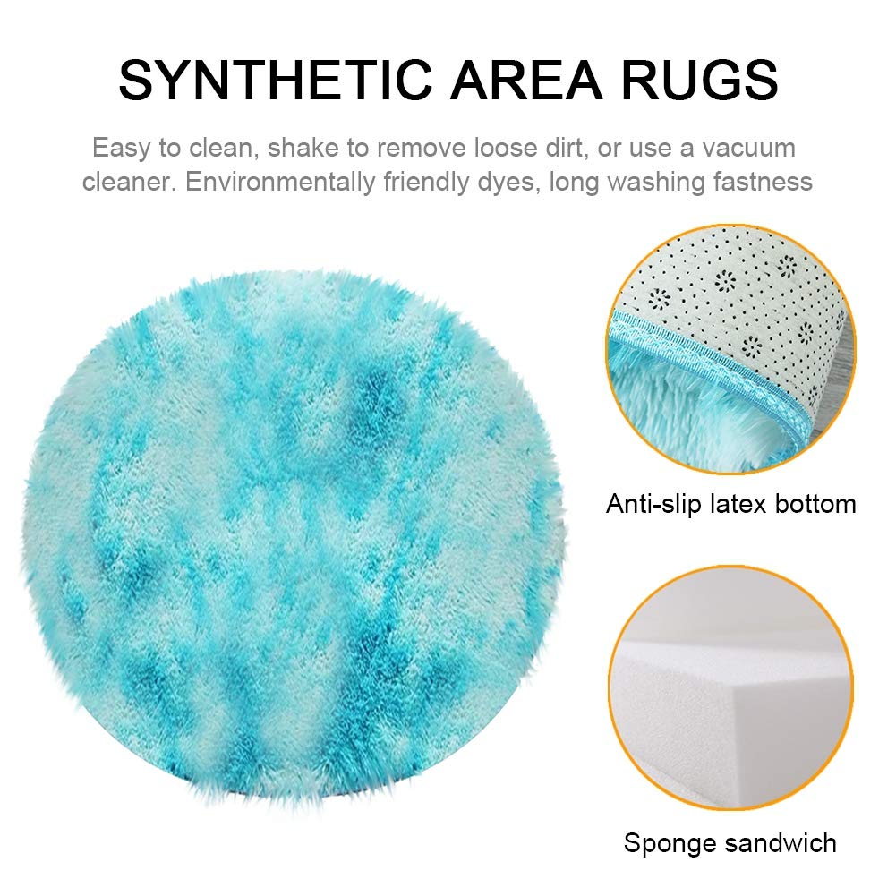 Ochine Ultra Soft Round Fluffy Area Rug - Plush Shaggy Carpet for Nursery, Kids Room, Living Room & Bedroom Decor | Non-Slip Modern Floor Mat for Girls, Home & Play Areas