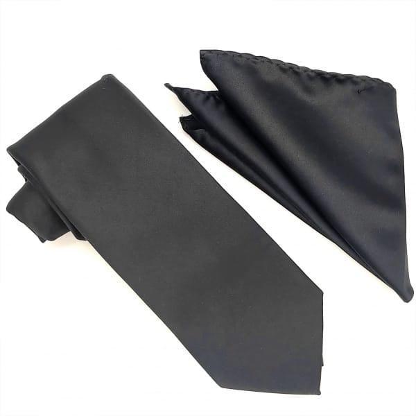 Elegant Black Tie and Pocket Square Set for Men - Perfect for Weddings, Prom, and Formal Events