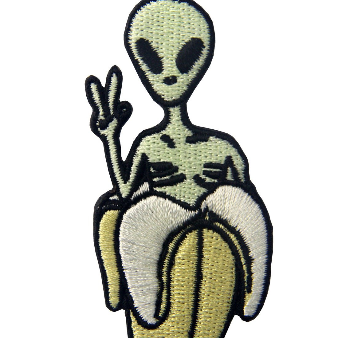 Alien in Banana Oh Yeah Iron On Patch - Embroidered Applique for DIY Sew On Emblem | Perfect for Jackets, Backpacks & Denim Customization
