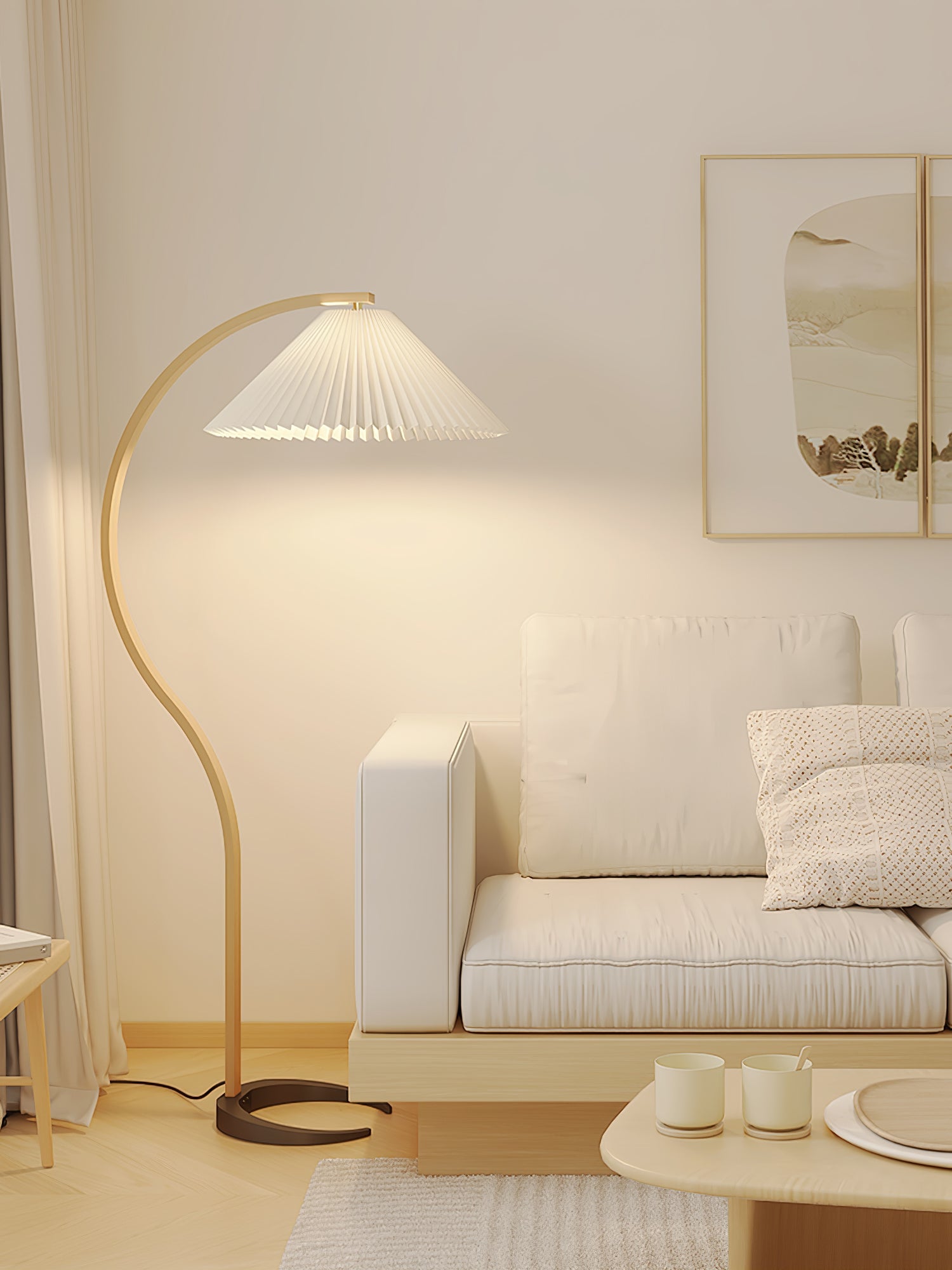 Caprani Modern Floor Lamp with Adjustable Height - Stylish LED Standing Light for Living Room, Bedroom & Office - Warm White & Cool White Light Modes
