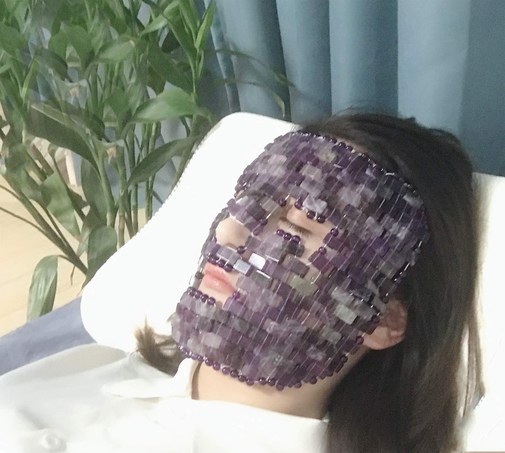 RODEREK Jade Face Mask for Puffiness & Wrinkle Relief - Cooling Eye Mask for Migraine, Anti-Aging Therapy - Yoga & Meditation Relaxation Tool (Amethyst) - Perfect for Spa, Self-Care & Stress Relief
